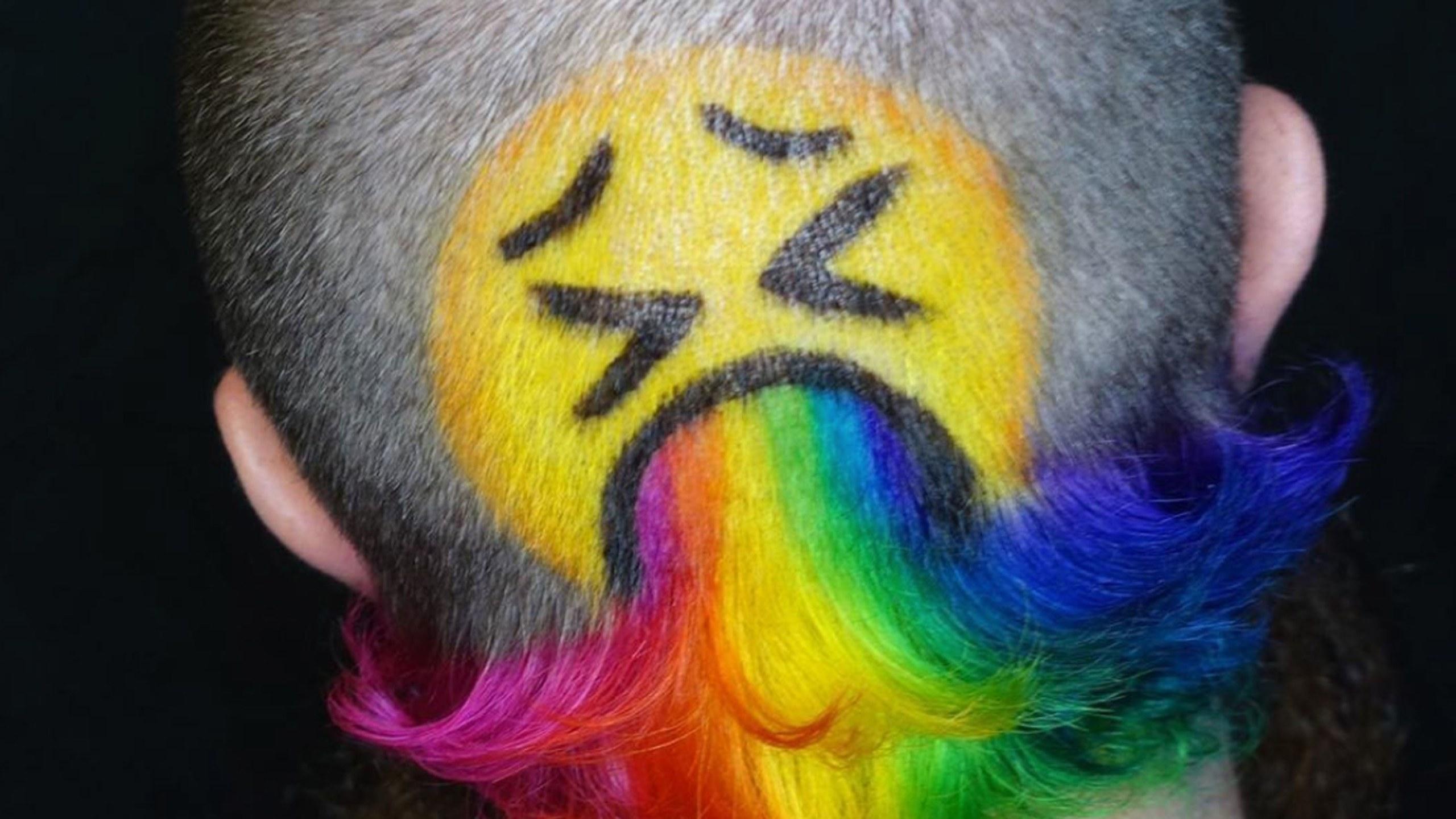 Someone Dyed Their Hair to Look Like a Vomiting Emoji and It's