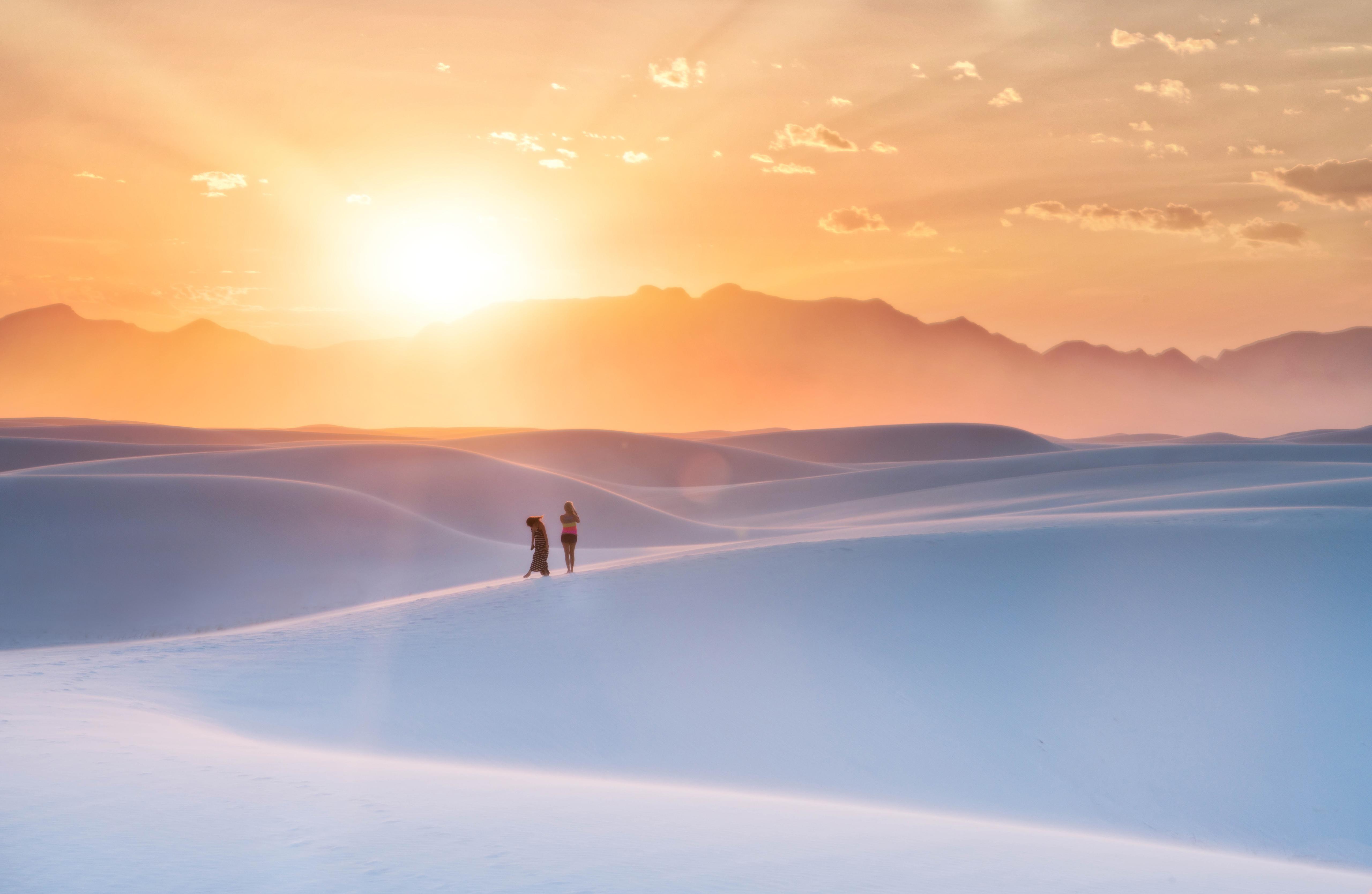 Wallpapers White Sands, Sunset, New Mexico, Sand Dunes, 5K, Nature