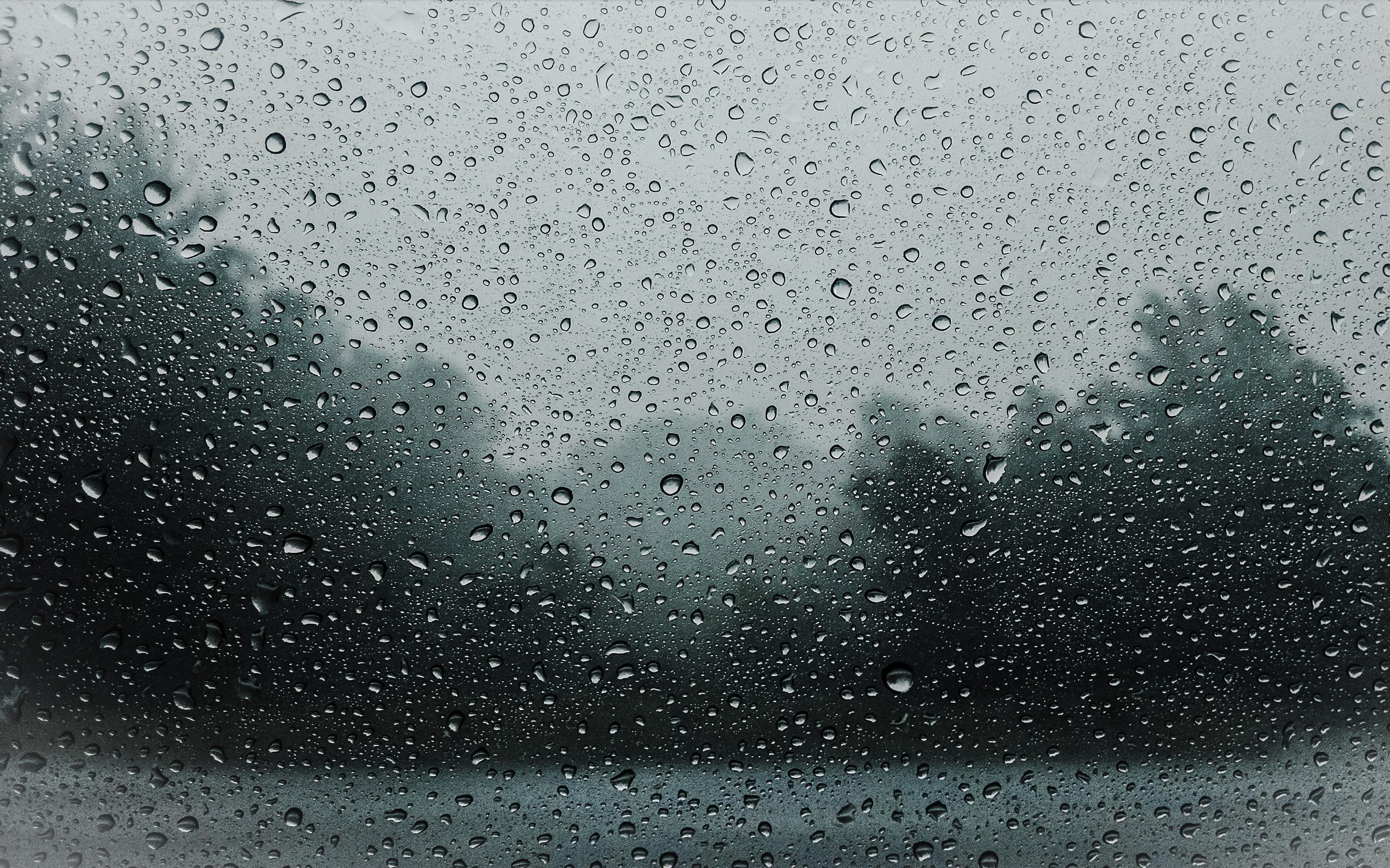 Download wallpaper 3840x2400 drops, rain, glass, wet 4k ultra HD