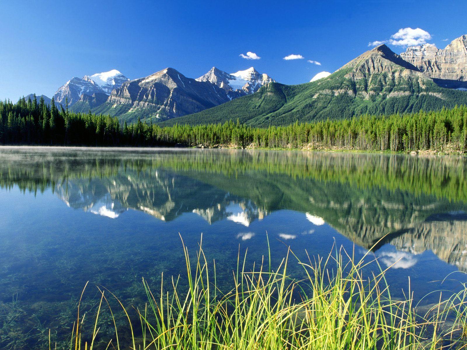 Herbert Lake and Bow Range, Canada. Banff national park, Canadian