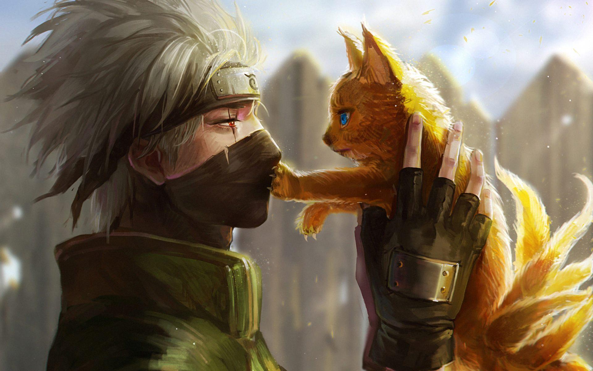 Download Naruto Anime Boy and Cat Wallpaper for desktop, mobile
