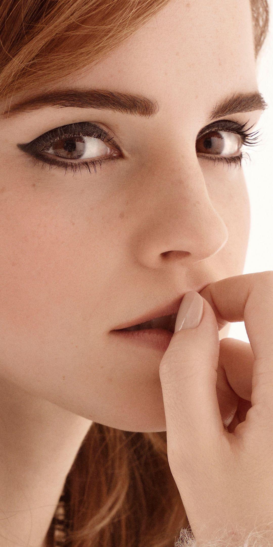 Emma Watson, face, Elle, famous actress, 1080x2160 wallpaper