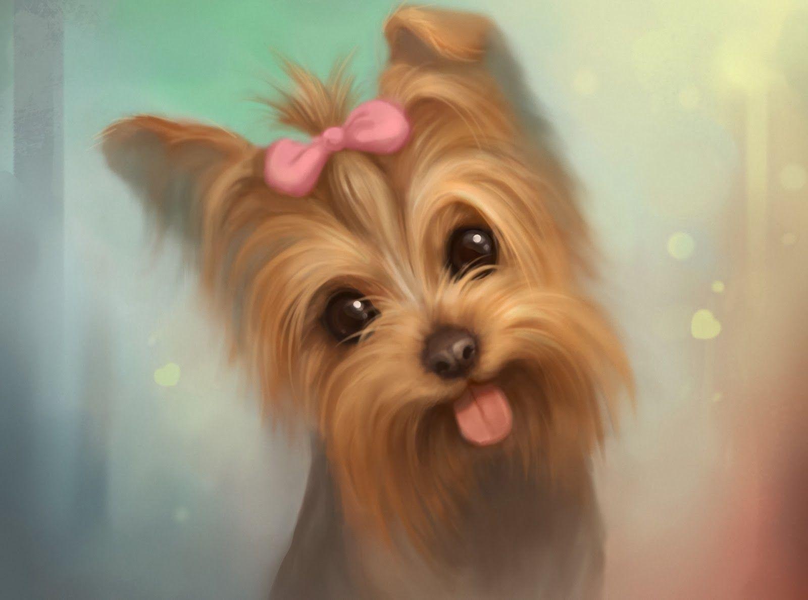 Cute puppy wallpaper for desktop. Yorkie painting, Yorkie dogs