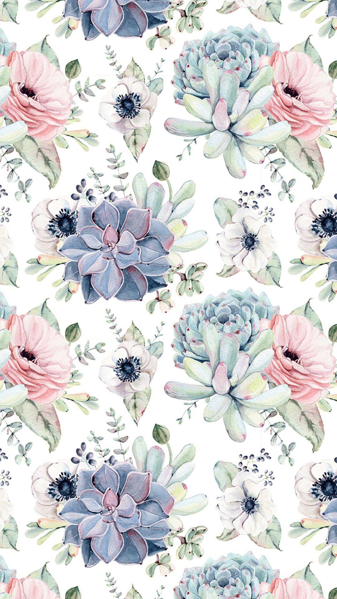 Flowers Phone Wallpaper. iPhone Wallpaper. Succulents wallpaper