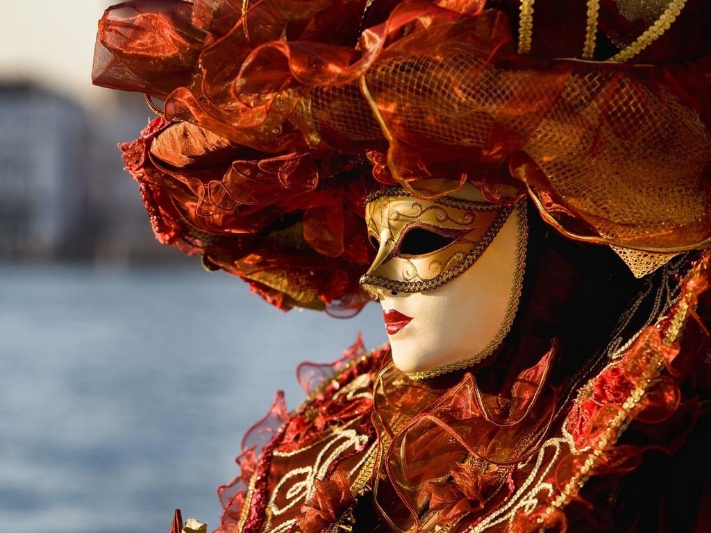 Download wallpaper 1024x768 venice, carnival, mask, outfit