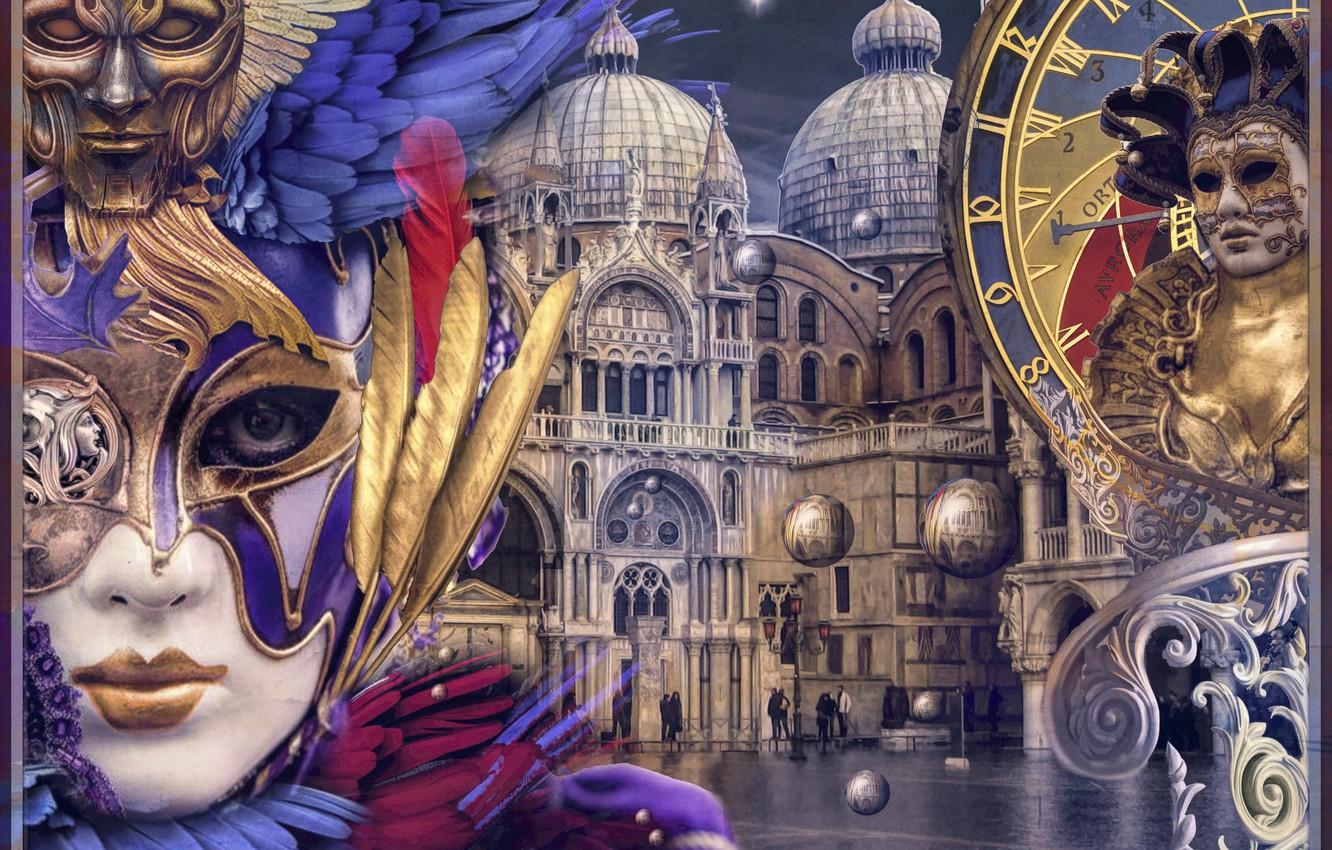 Wallpaper mask, Venice, carnival image for desktop, section