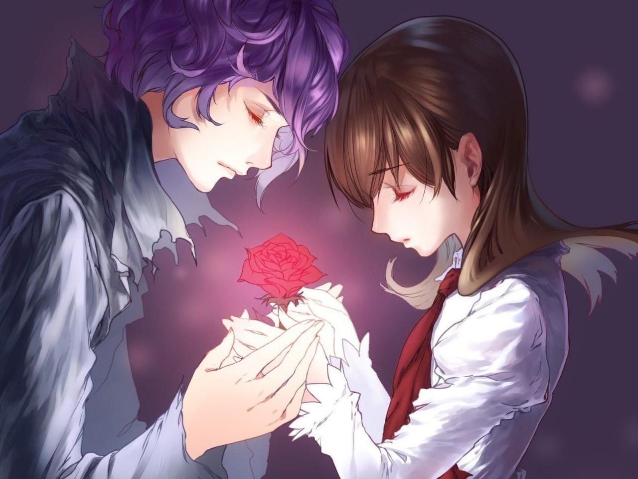 anime vampire and human couple