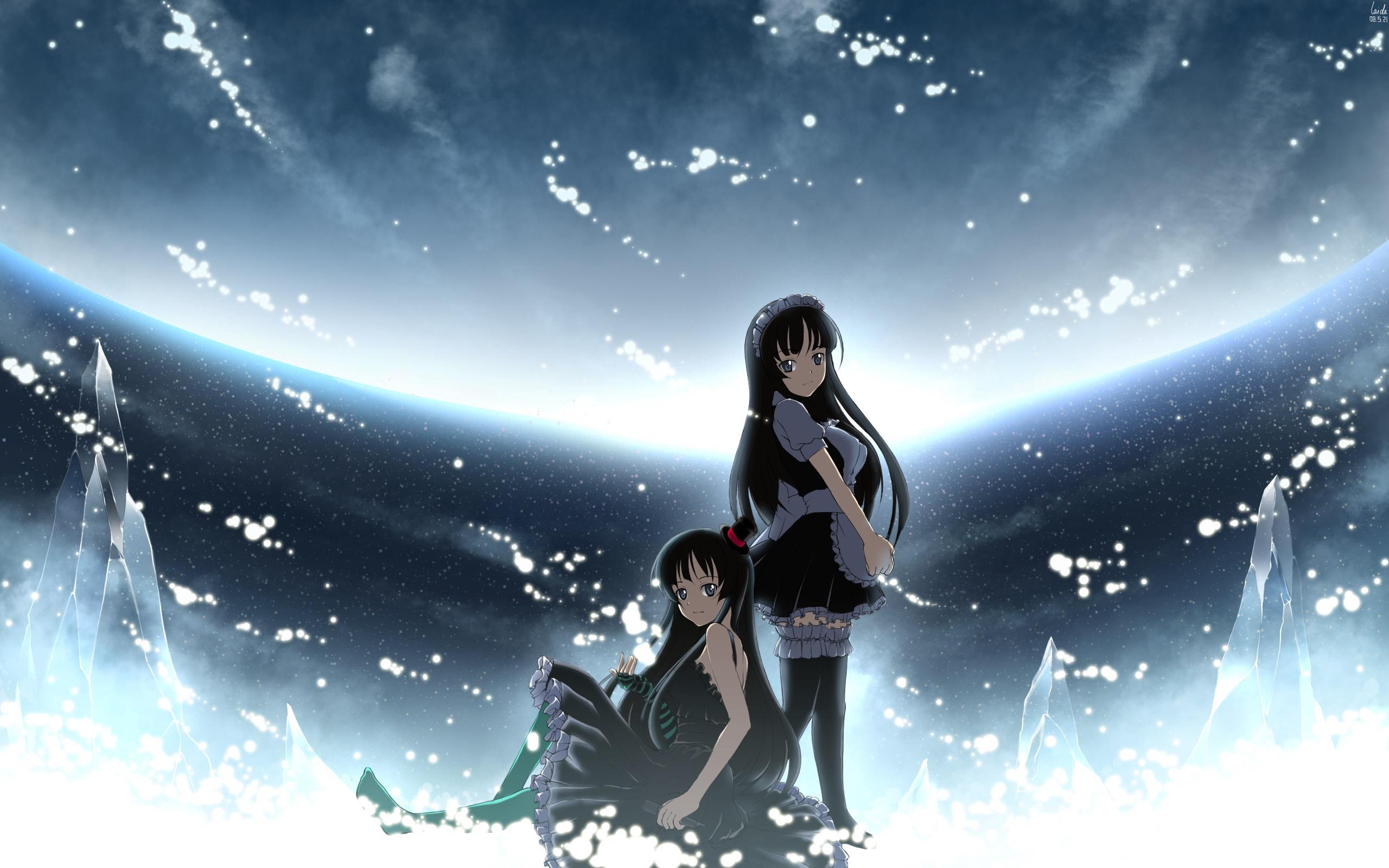 Download wallpaper 2560x1600 anime, brunette, ice, snow, space HD