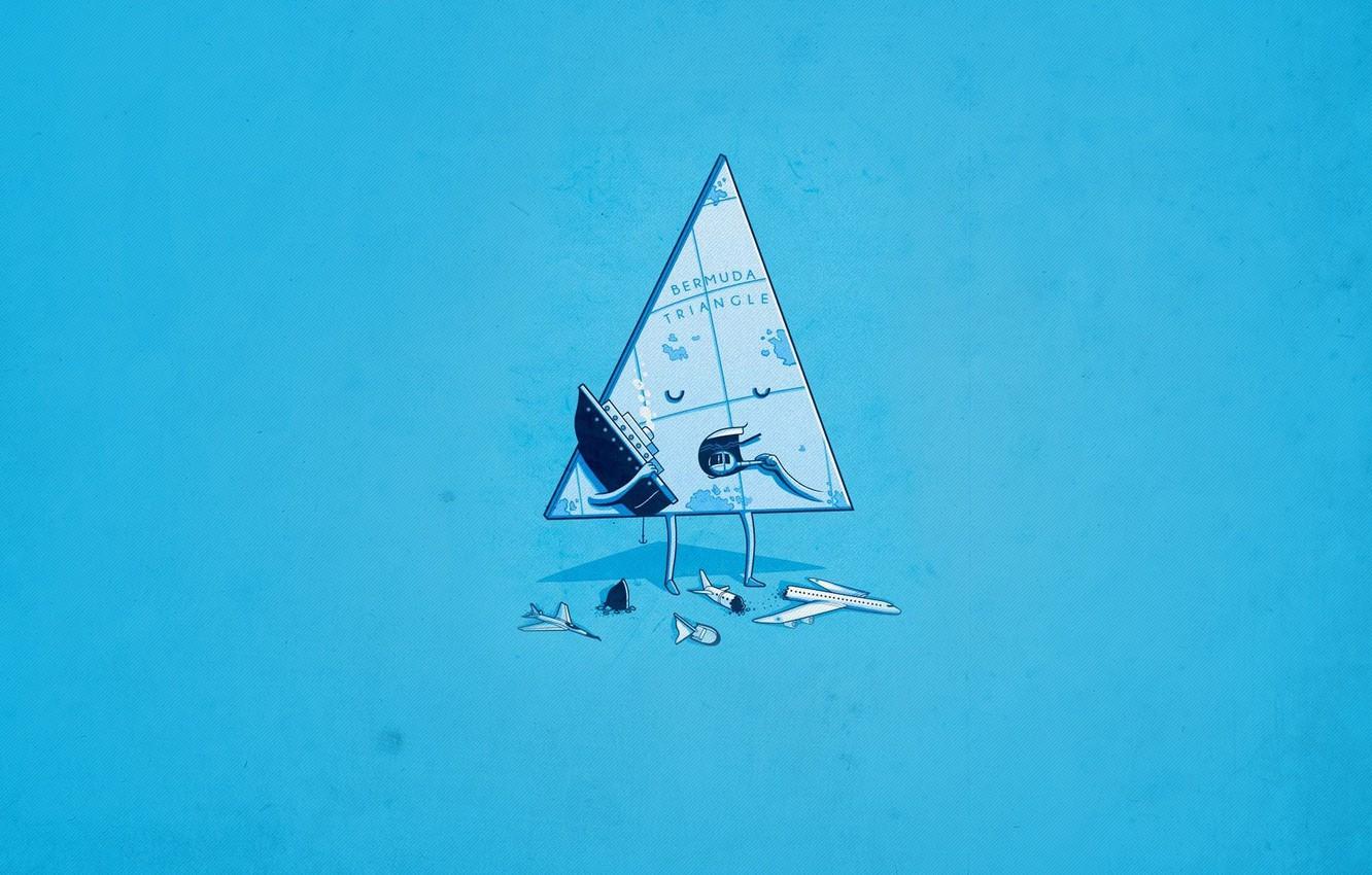 Wallpaper Minimalism, Aircarft, Ship, Humor, Bermuda triangle
