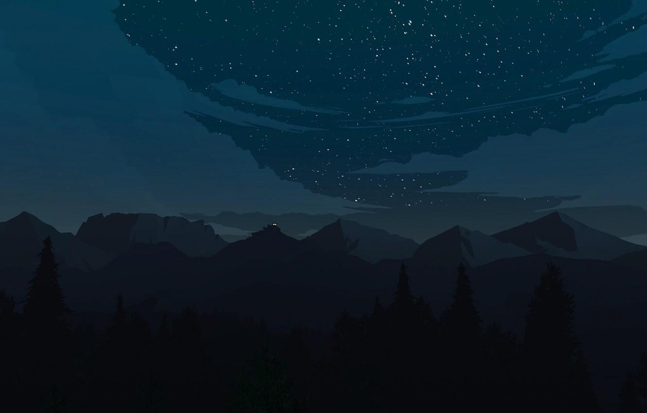 Wallpaper Mountains, Night, Stars, The game, Forest, View