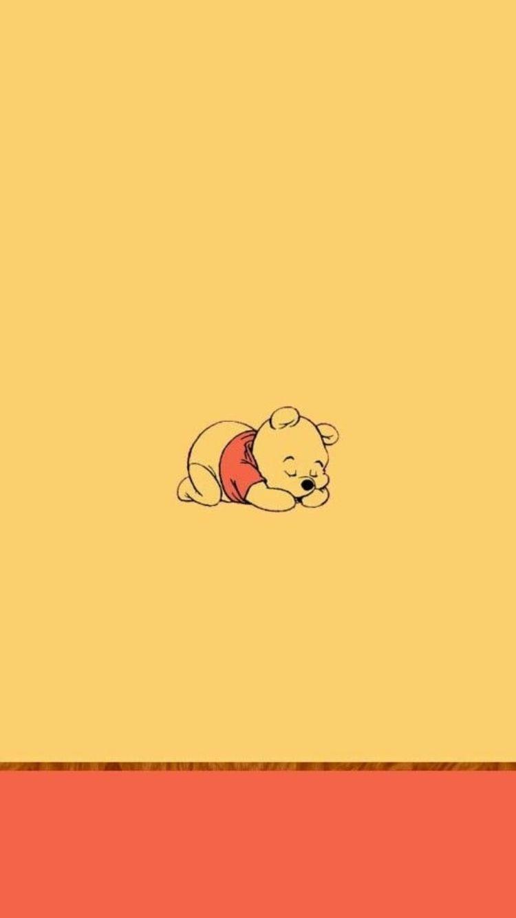 Sleeping Pooh Art On Honey Yellow Background In 2019 Cute
