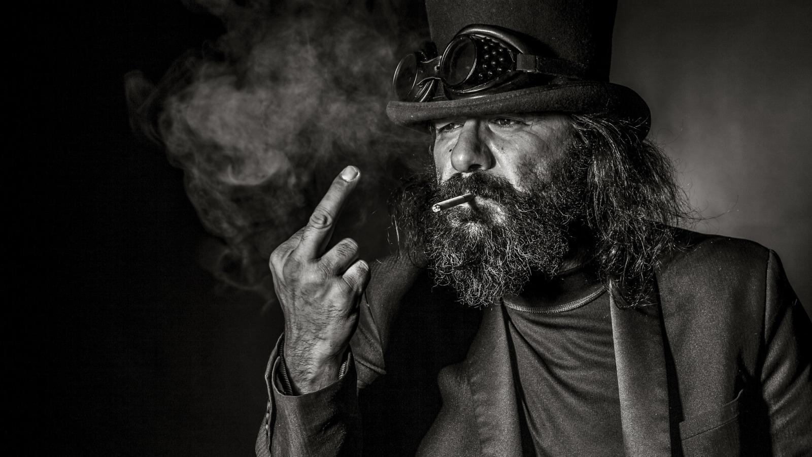 Download wallpaper background, portrait, man, glasses, cigarette