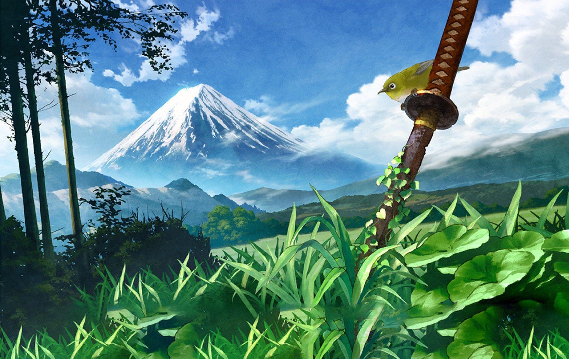 desktop wallpaper aesthetic anime landscape art
