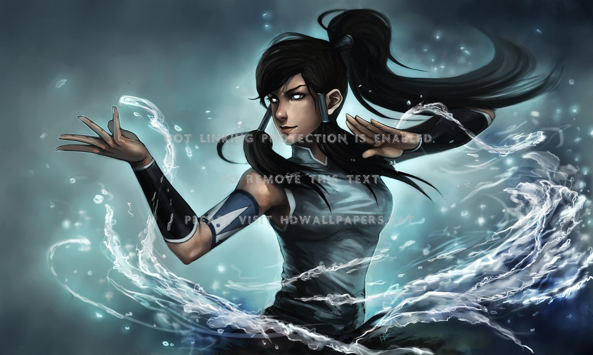 korra HD girl water legend of eye hair art