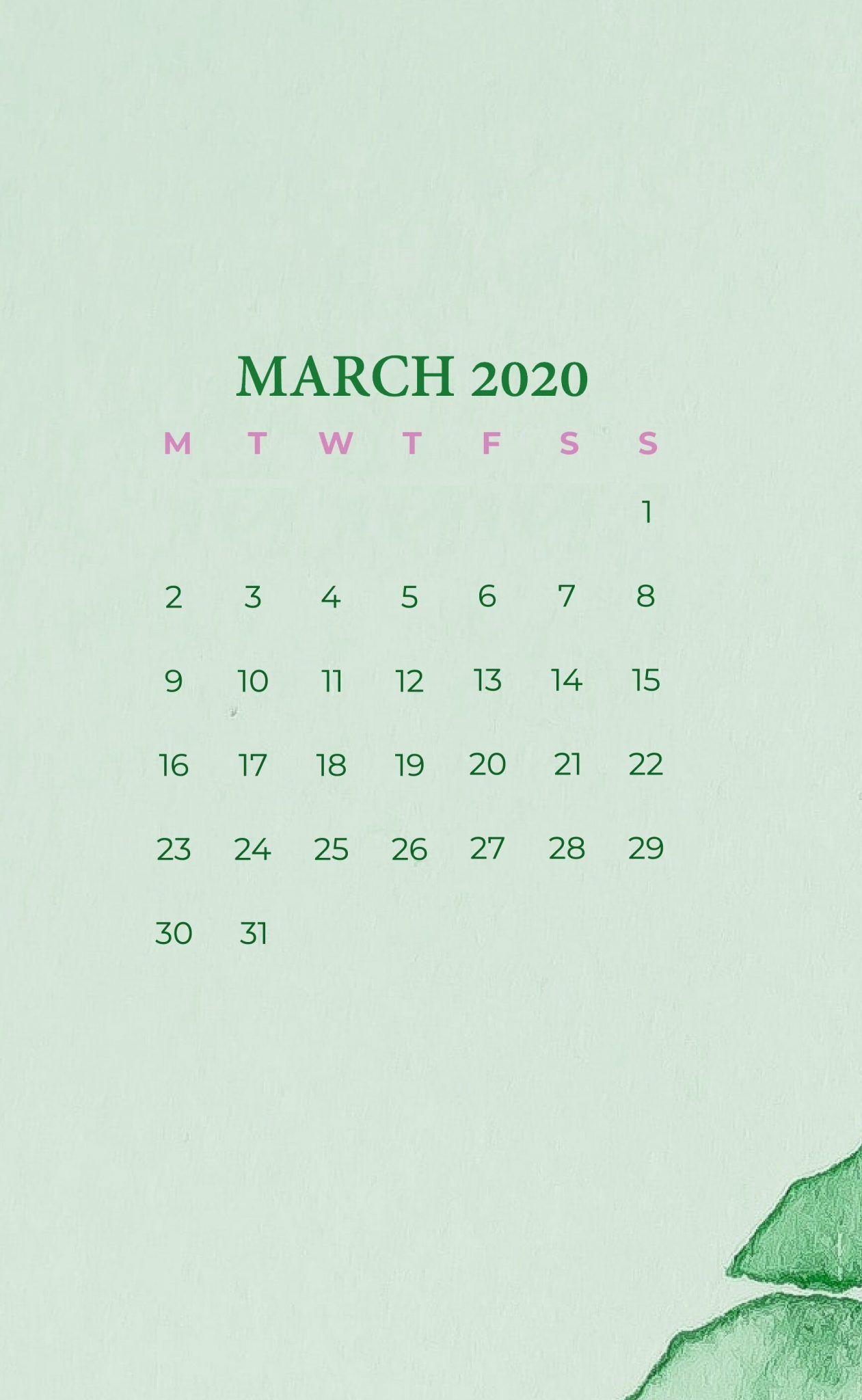 iPhone March 2020 Calendar Wallpaper