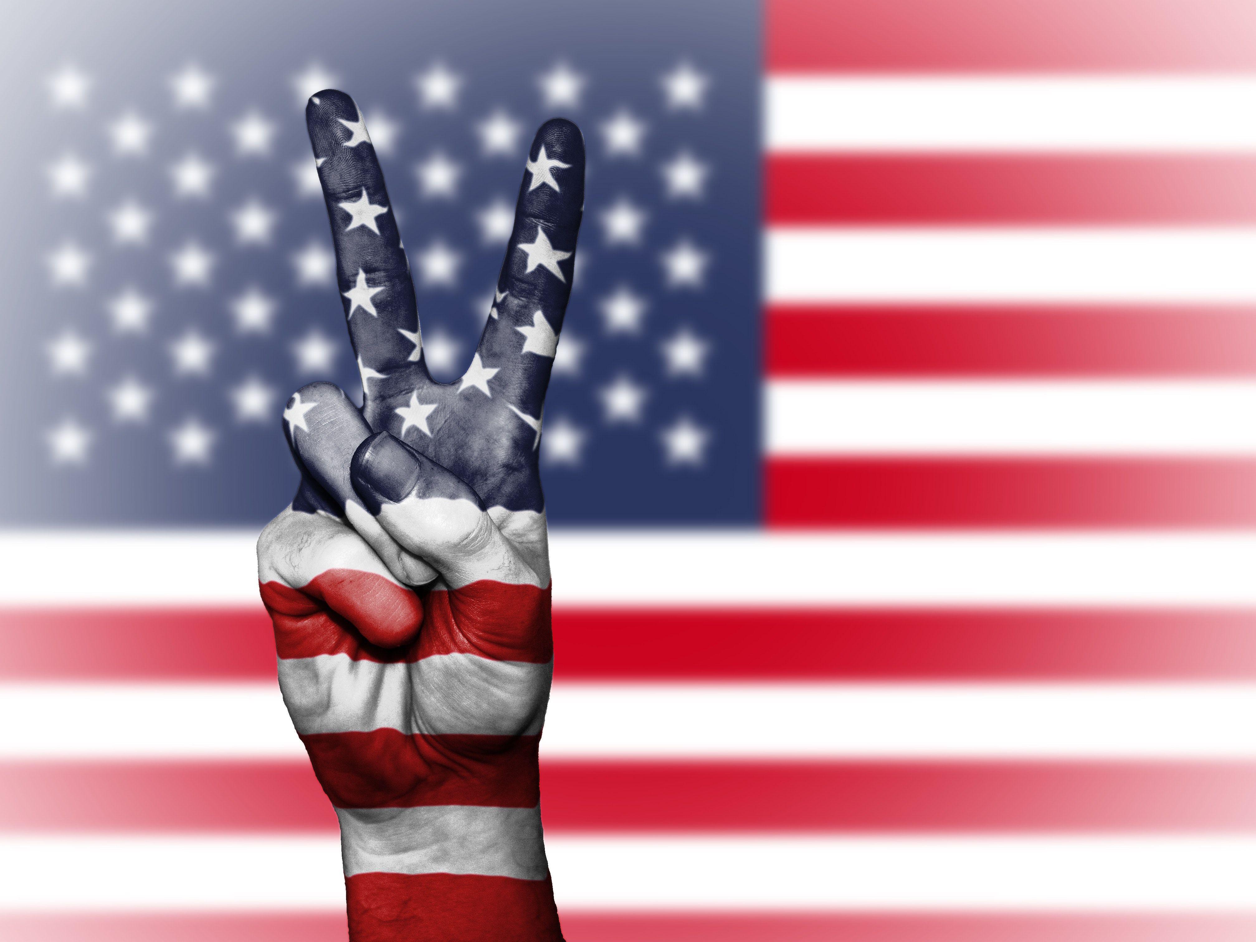 Peace Hand Sign With Usa Flag Graphic · Free