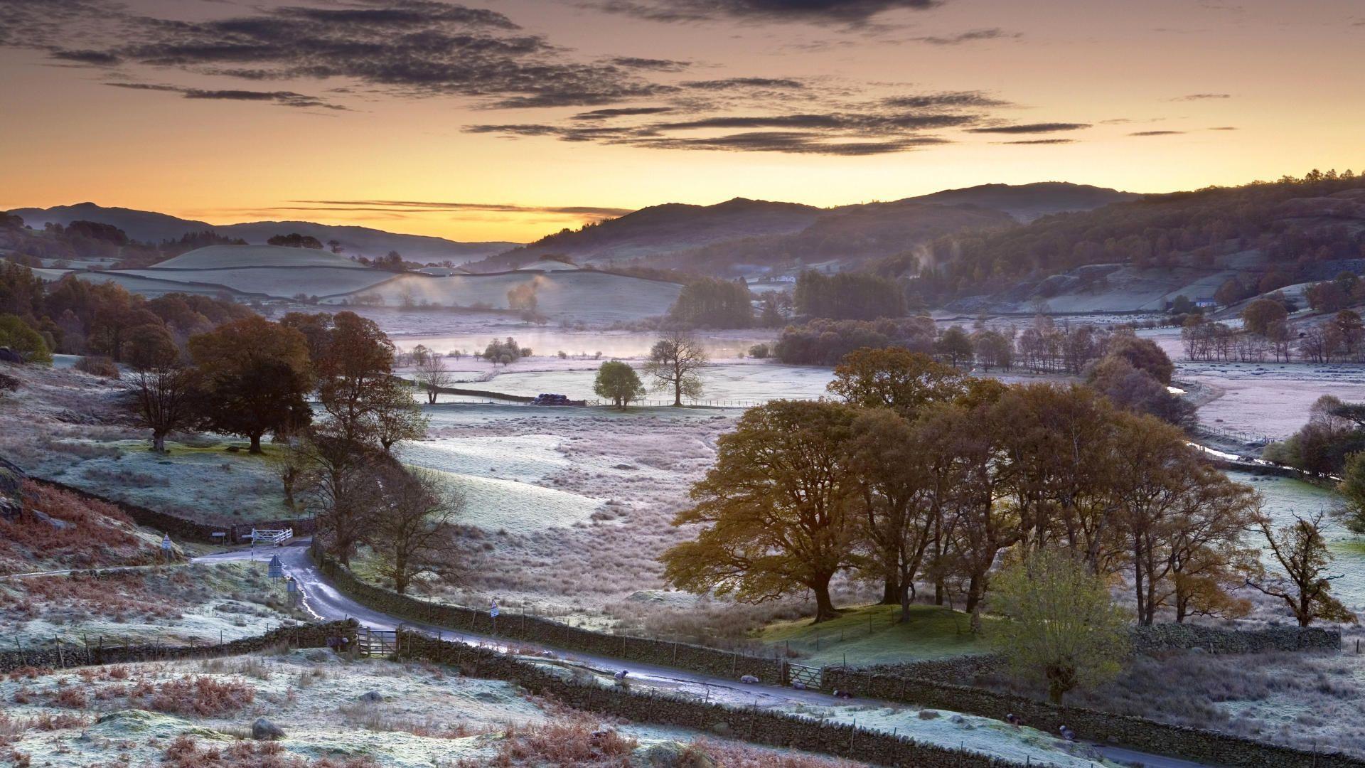 morning, frost, England wallpaper desktop background