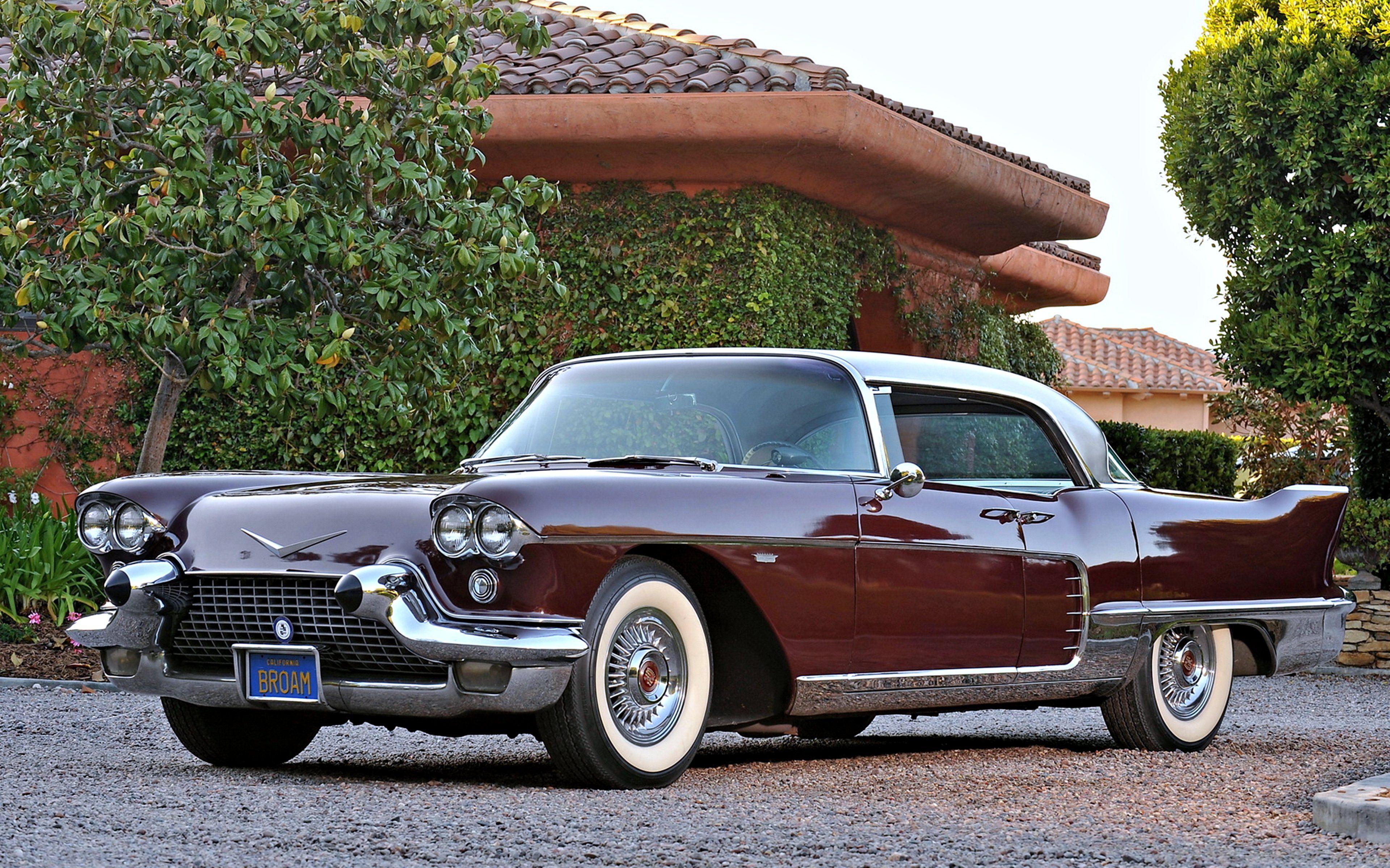 Cadillac Eldorado brown cars old classic houses motors trees