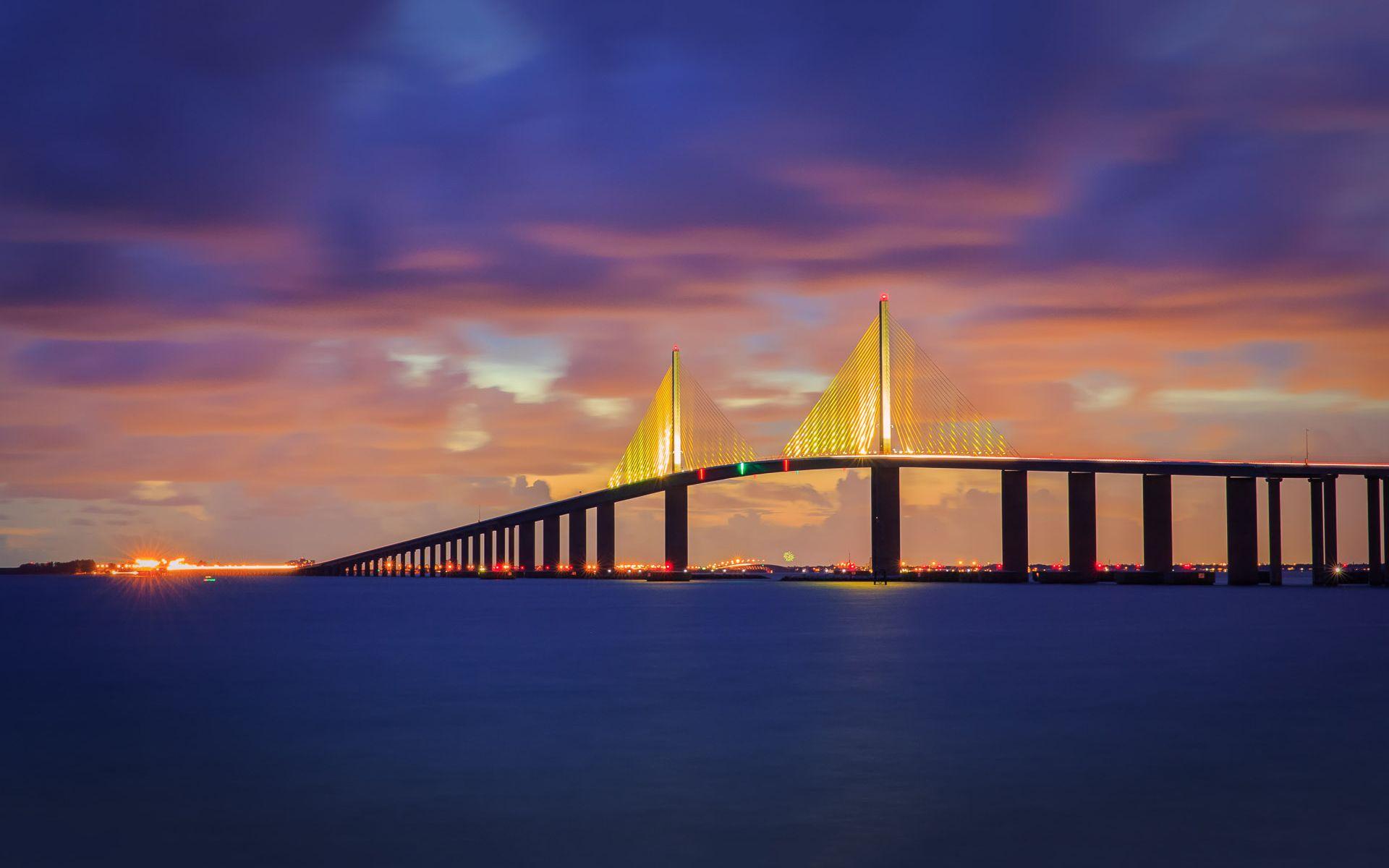 Sunshine Skyway Bridge Florida Wallpaper, HD Wallpaper