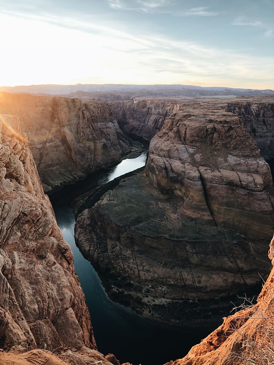 HD wallpaper: above ground photo of Grand Canyon under white