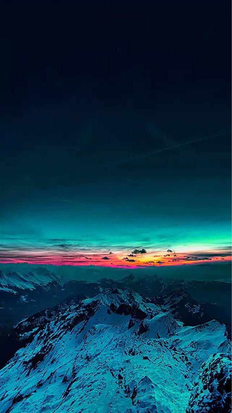 Sky On Fire Mountain Range Sunset iPhone 8 Wallpaper Free Download