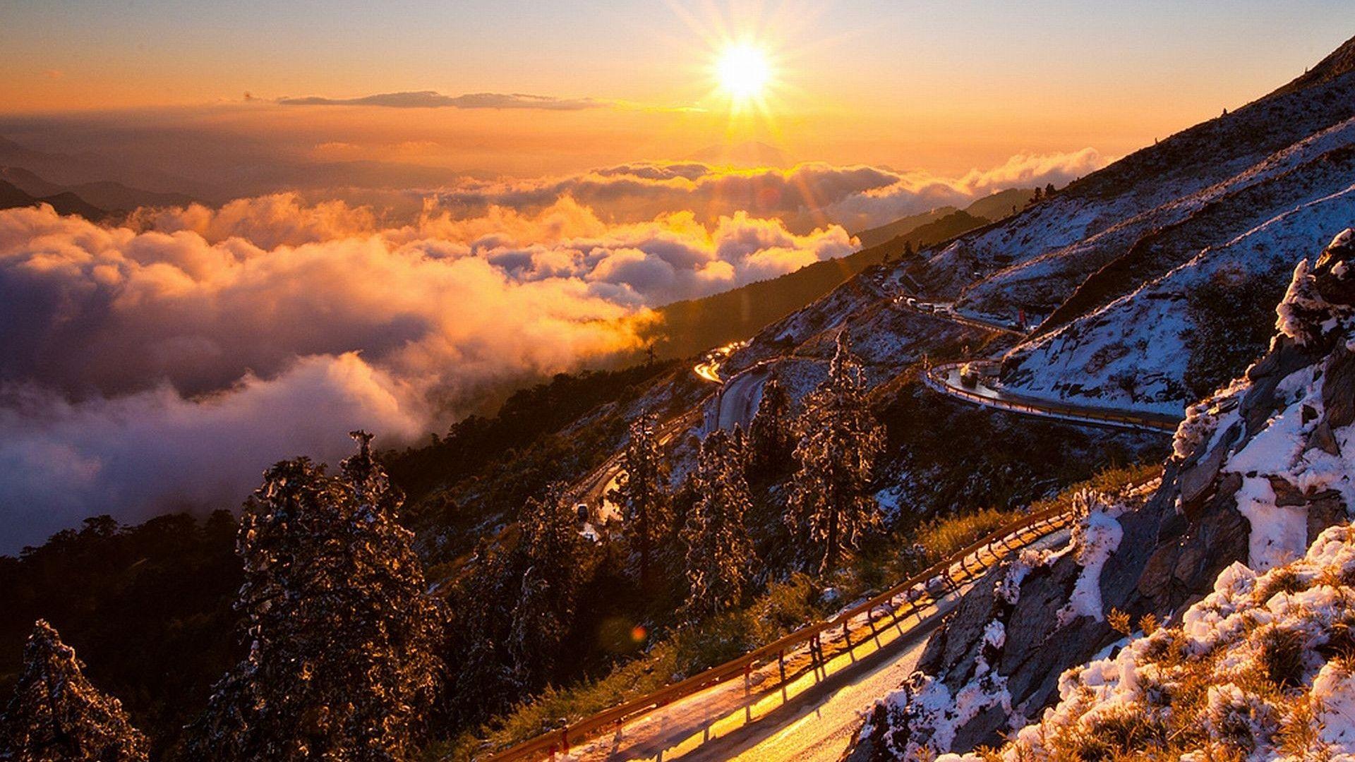Desktop Mountain Sunrise With Full HD Snow Sun Rises