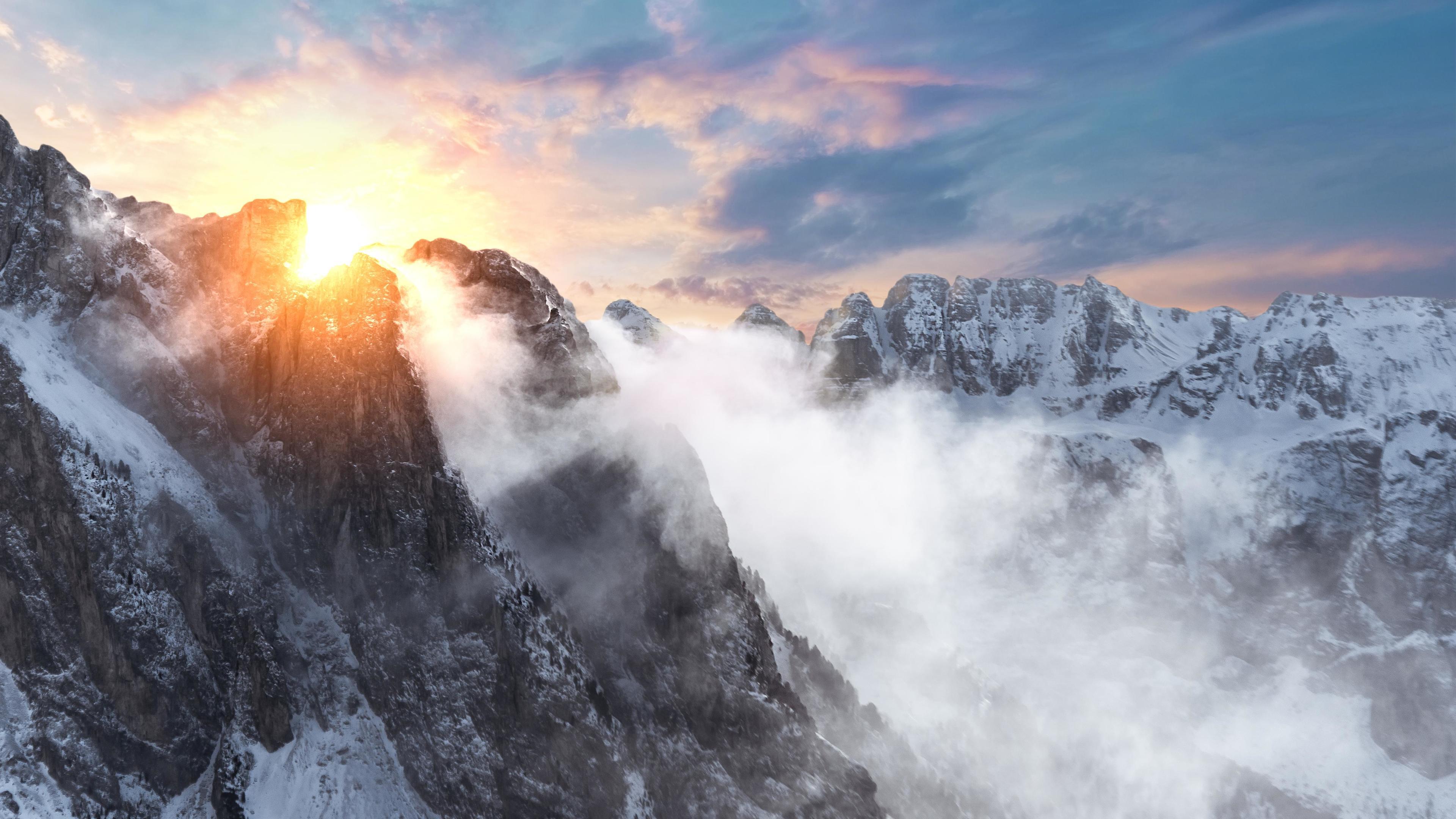 Wallpaper 4k Sunrise In The Dolomites 4k 4k Wallpaper, HD