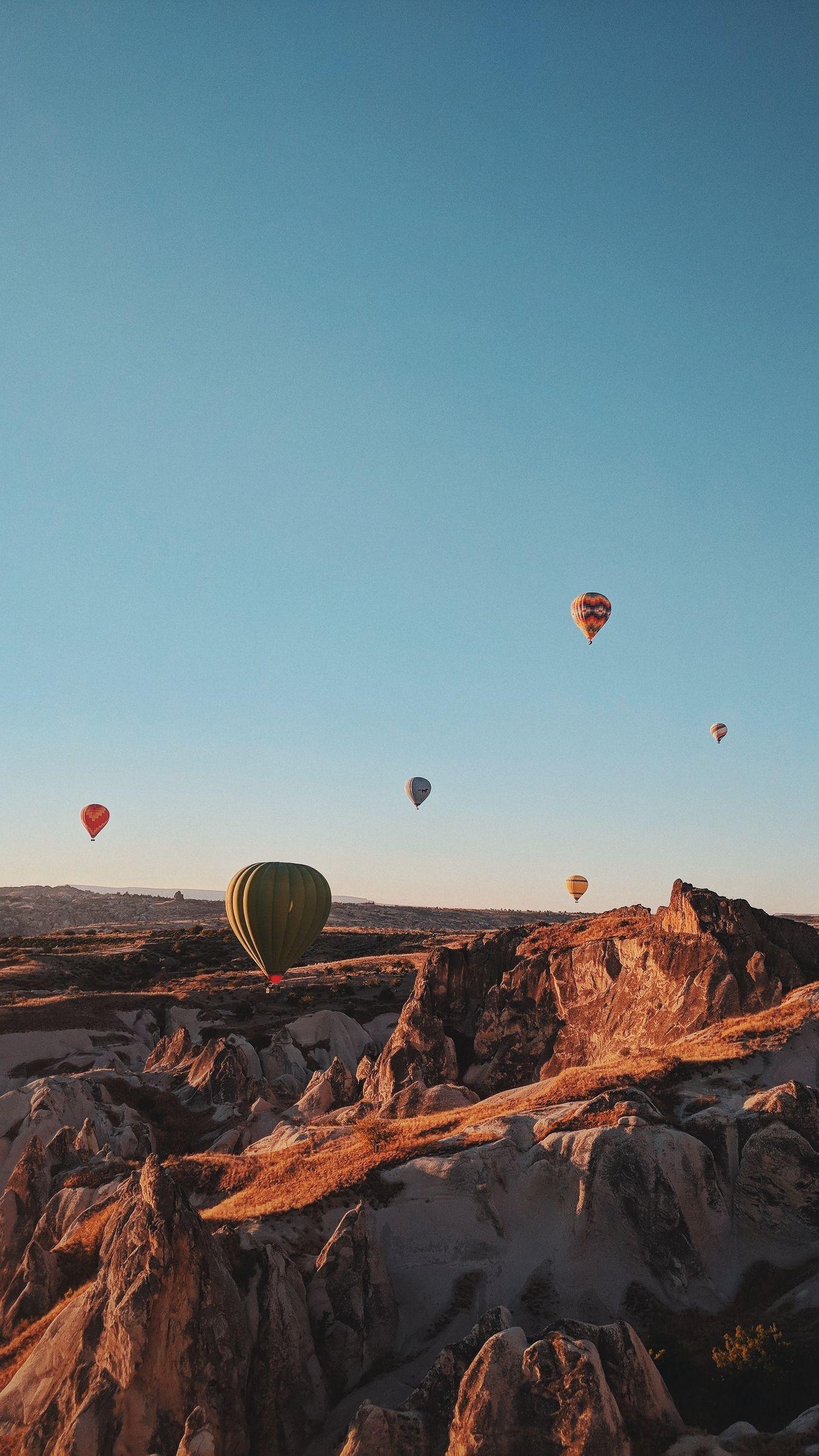 Download wallpaper 1350x2400 air balloons, mountains, flight