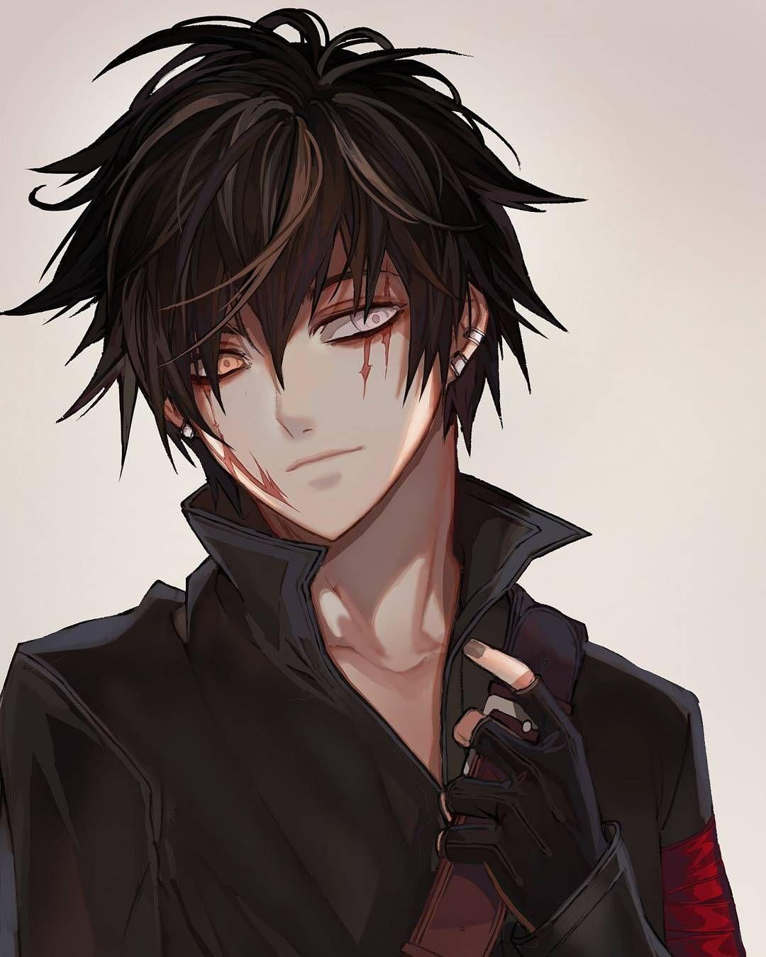 Anime boy black hair and different eye colors. Cute anime guys