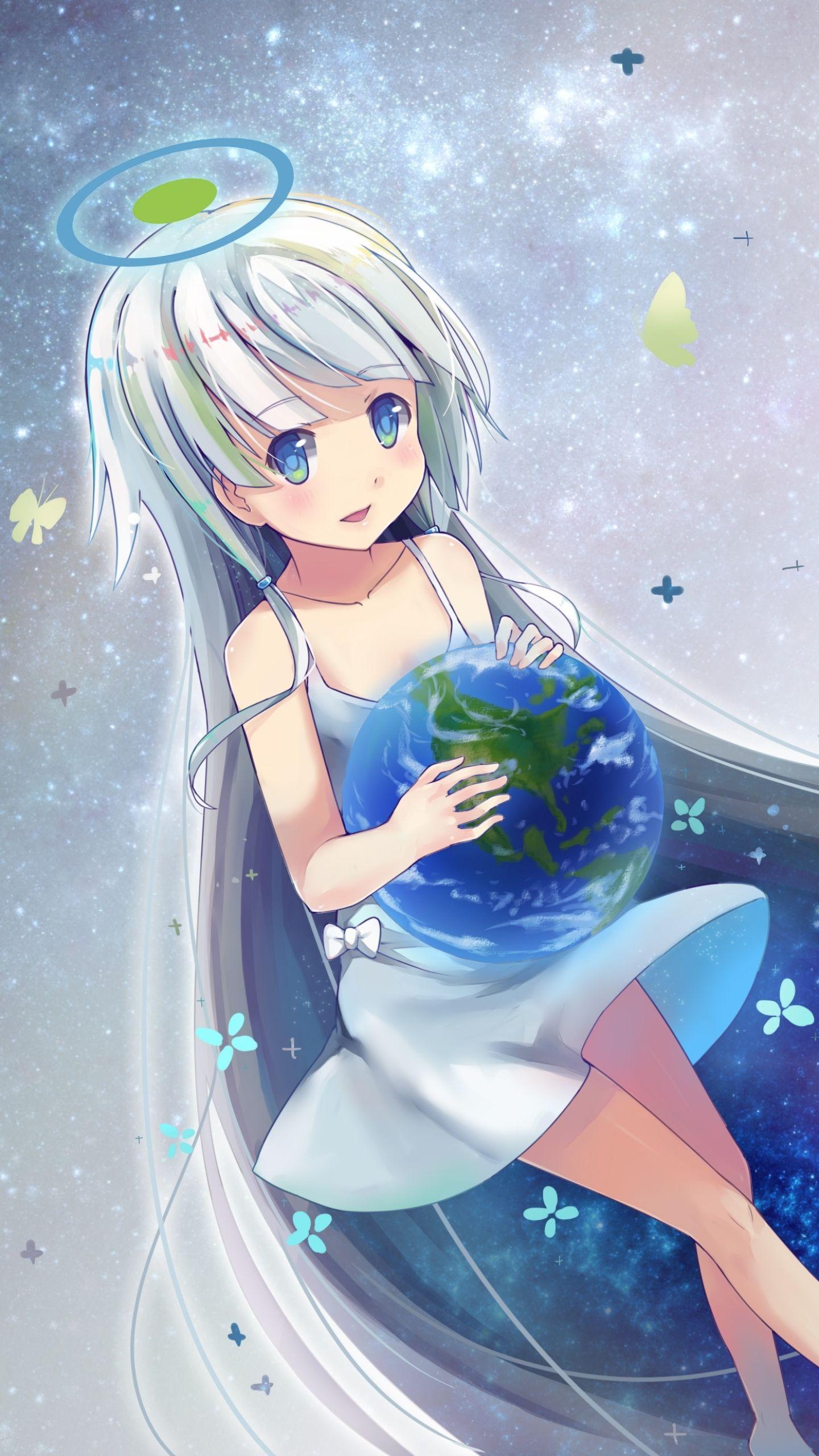 Anime Earth Chan (1440x2560) Wallpaper