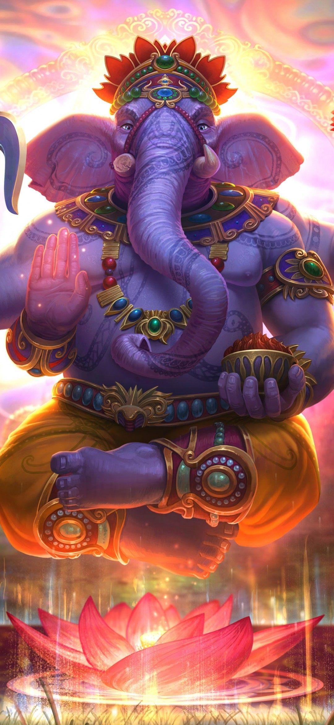 Download 1080x2340 Smite Online, Lord Ganesha, Artwork Wallpaper