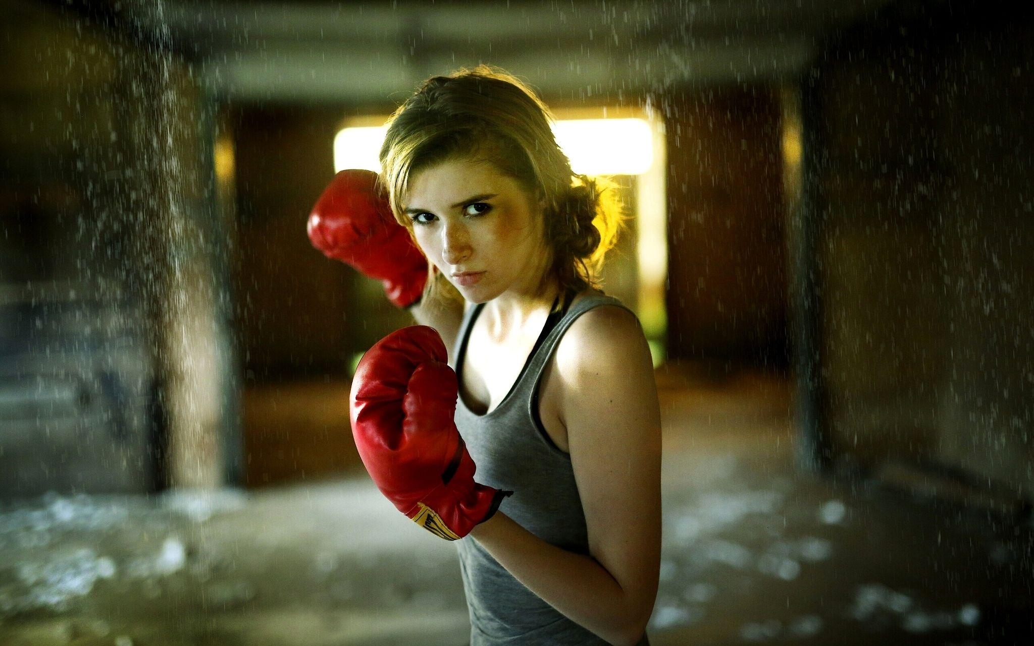 image Sport young woman Boxing Sleeveless shirt 2048x1281