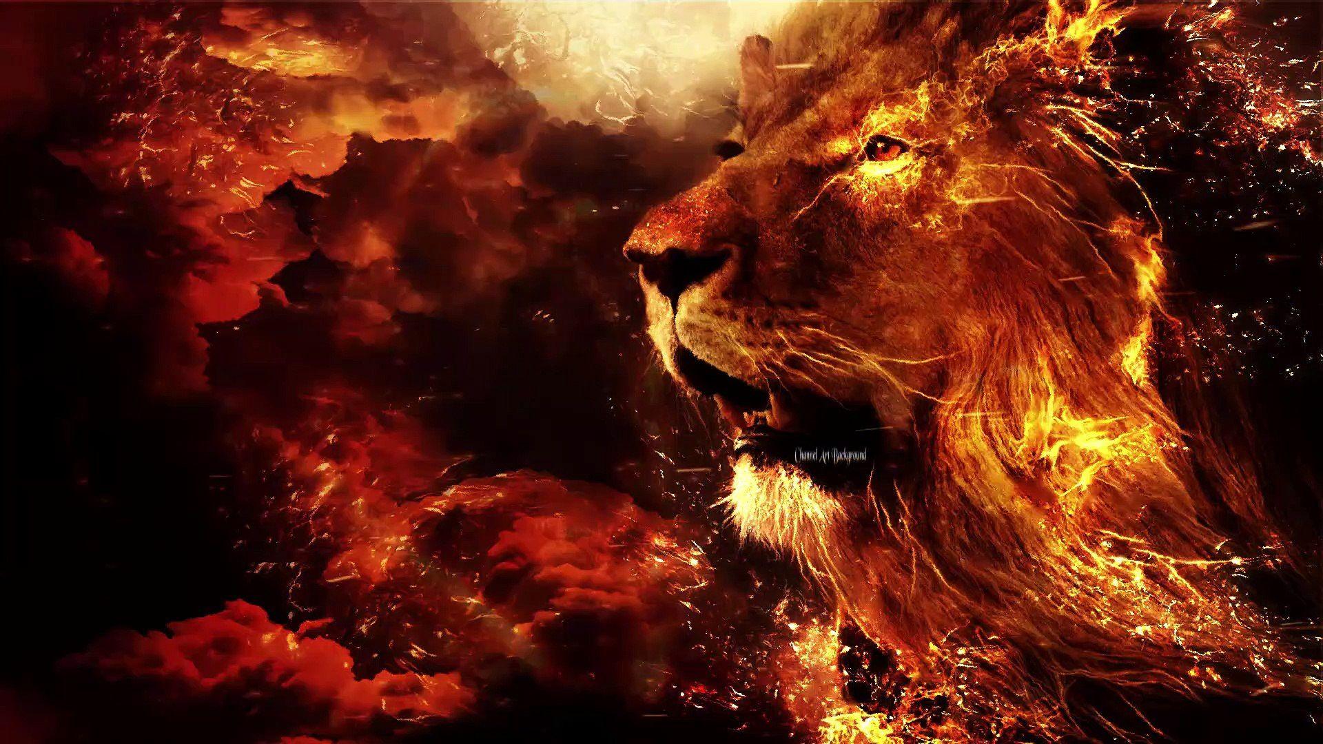 Lion Fire Motion Background Animation Video Effect HD