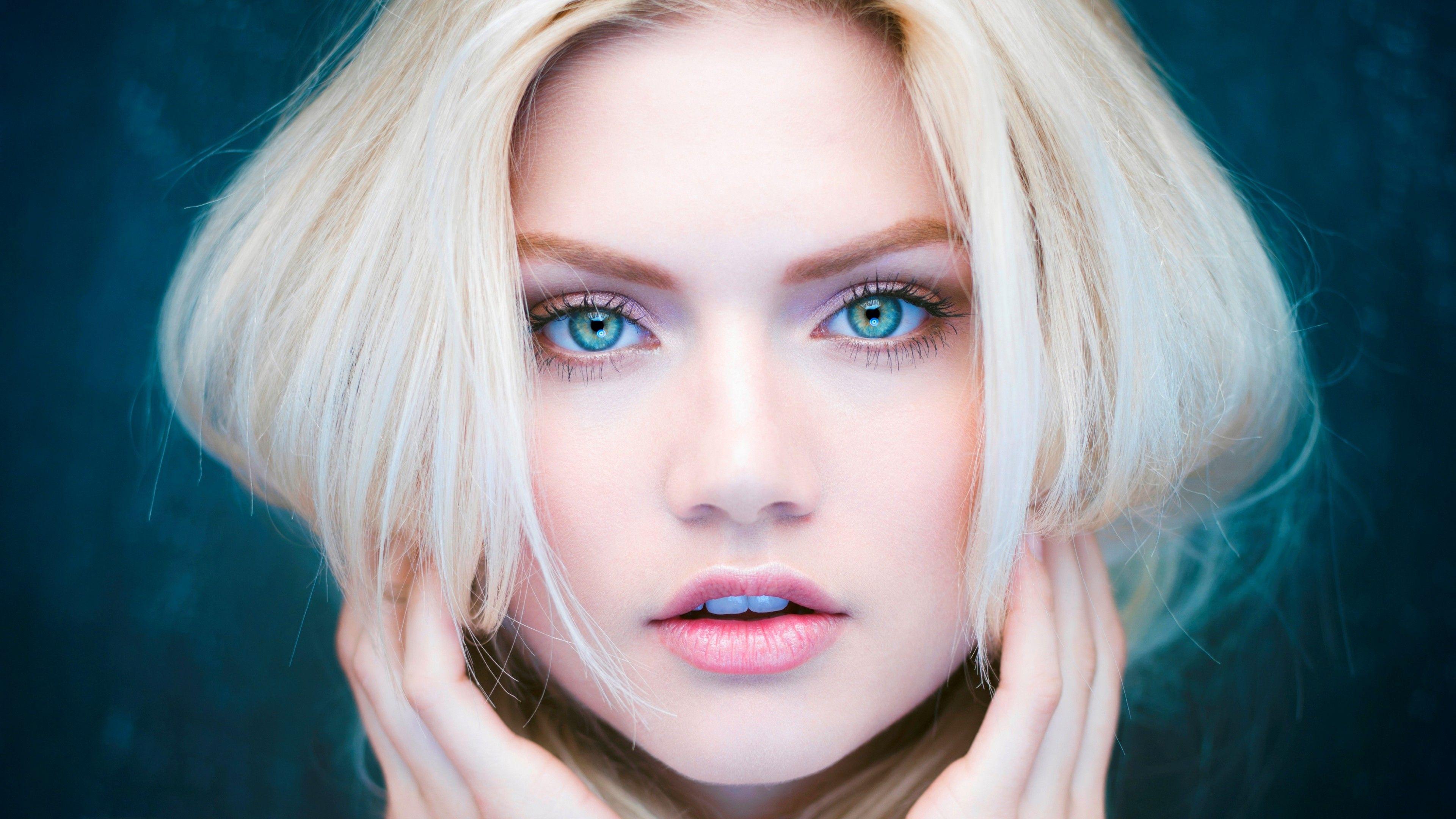 #Martina Dimitrova, #face, #closeup, #blue eyes, #blonde