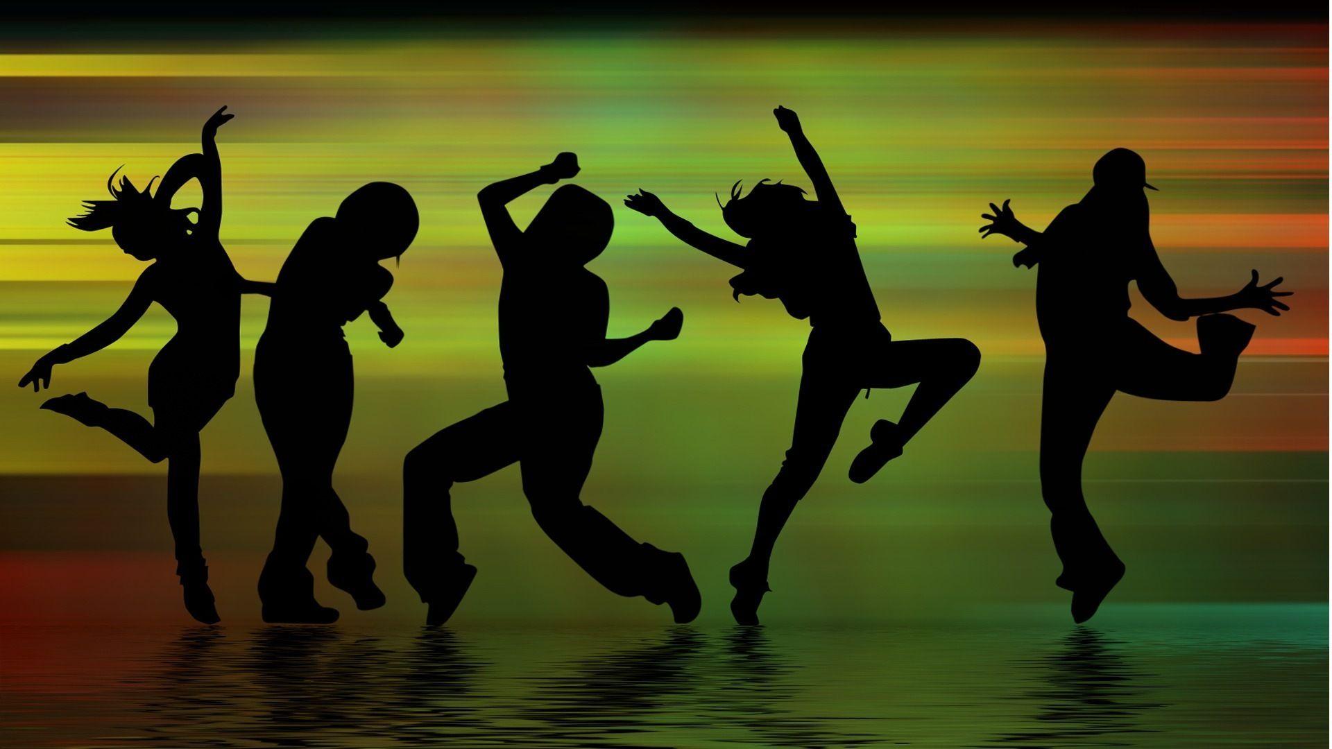 Download wallpaper music, dancing, Silhouettes, figures free
