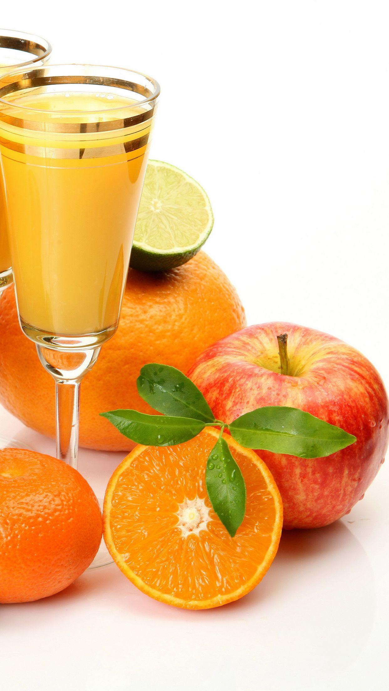Fruit, Apple and Orange Juice Wallpaper for iPhone X, 6