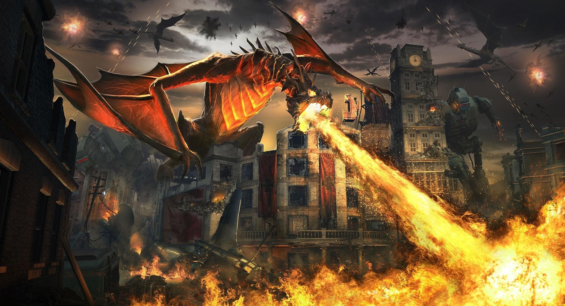 Dragon Breathing Fire Wallpaper HD Quality Of Duty Black