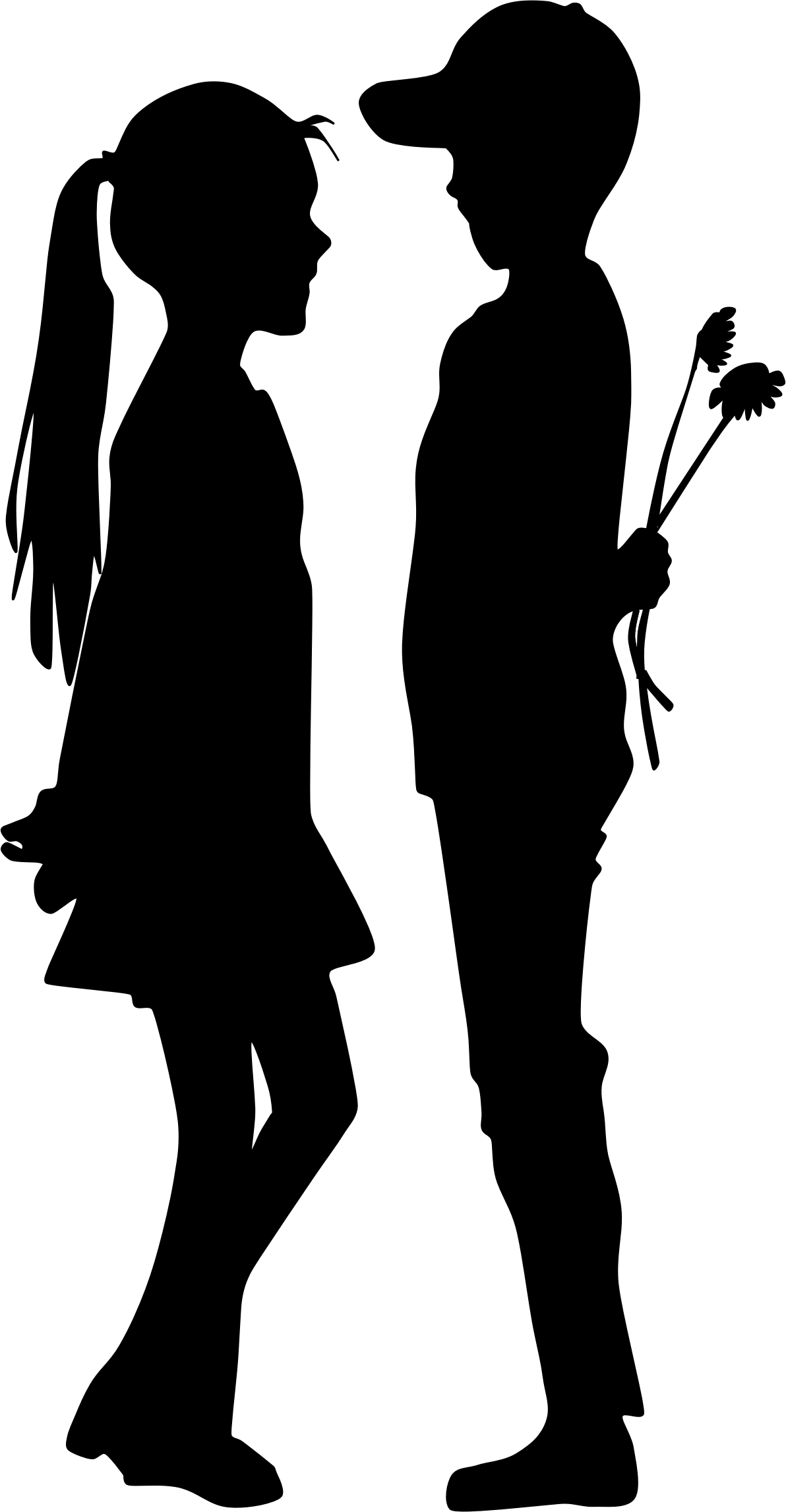 Clipart Giving Flowers To Girl Silhouette. Girl silhouette