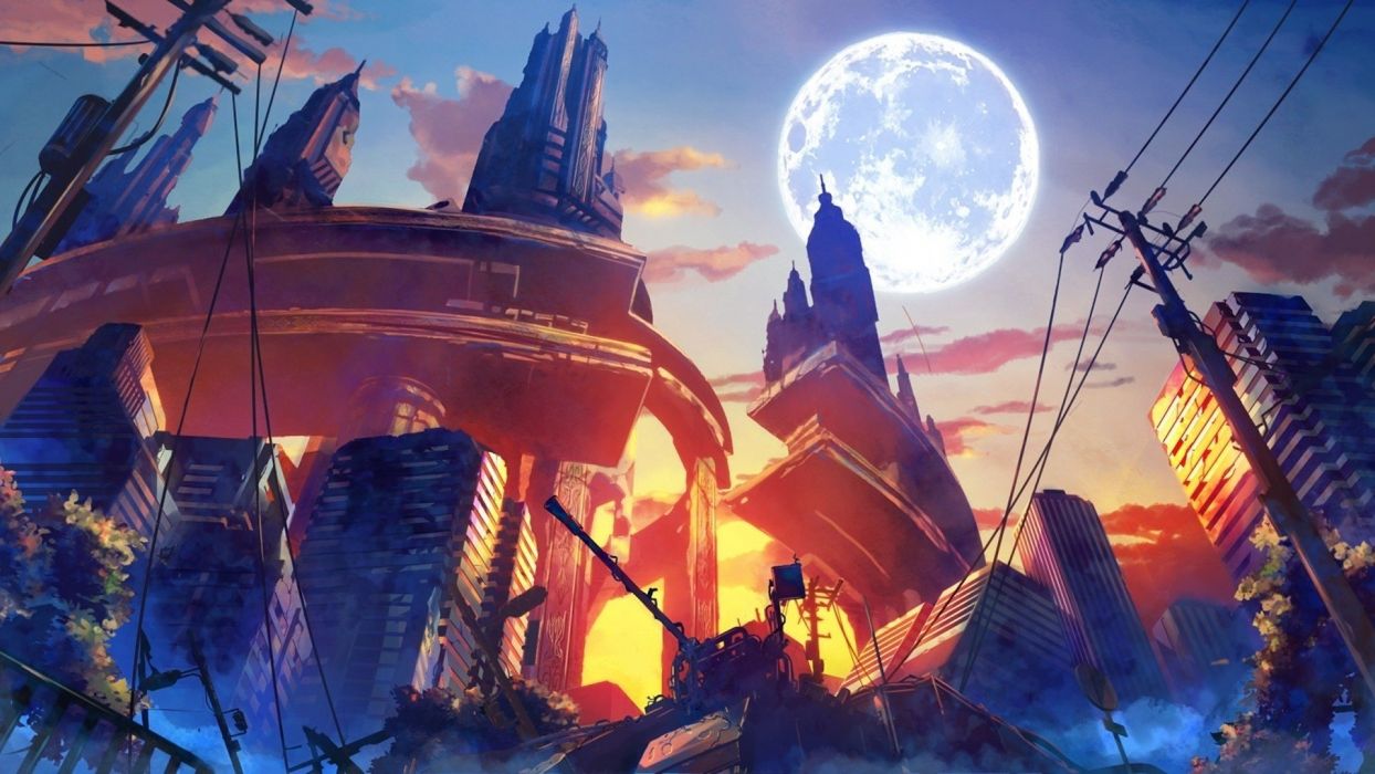 Anime artwork destruction fantasy Art wallpaperx1080