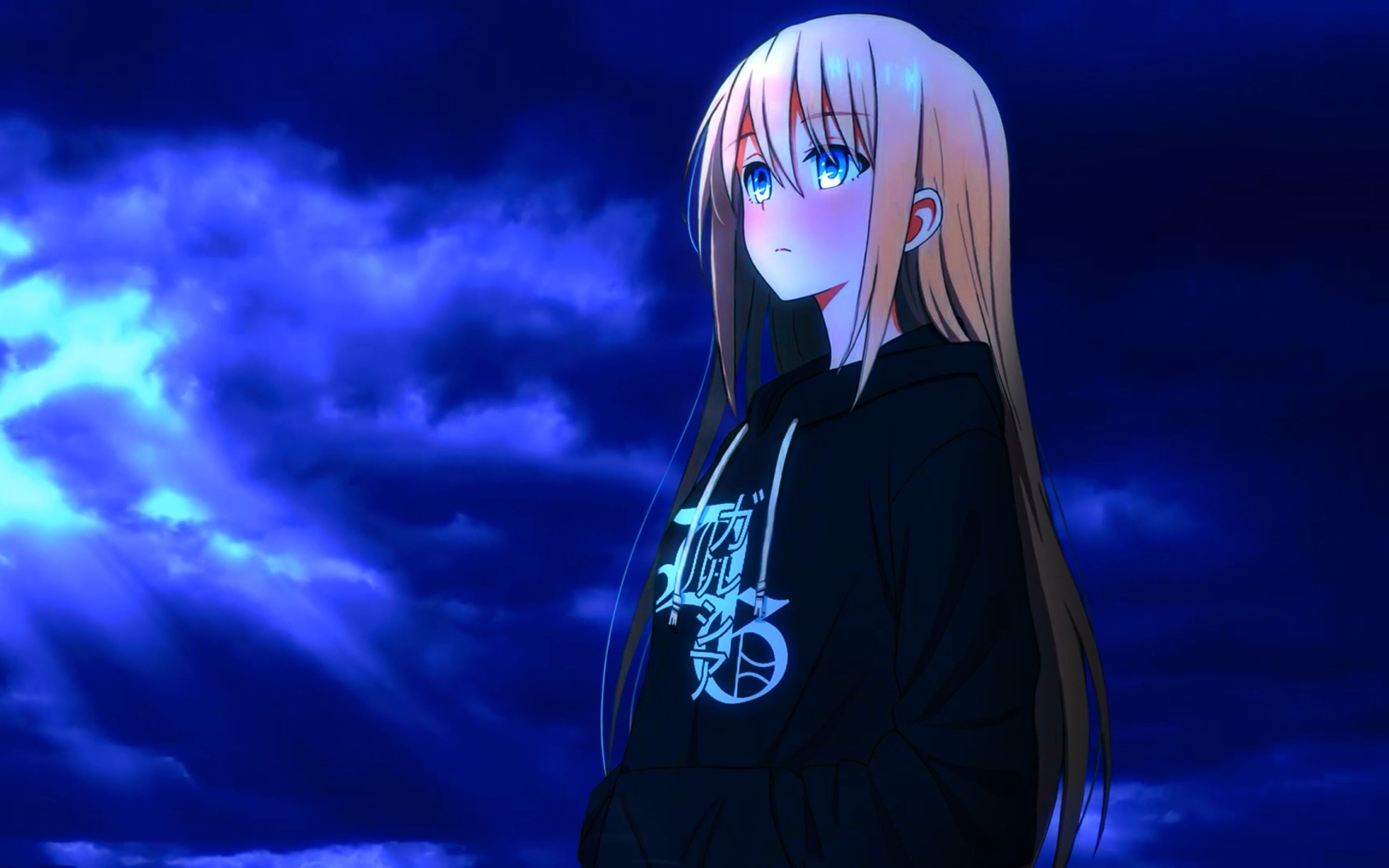 Anime Girl with Beautiful Blue Eyes Desktop Wallpaper - Free in 4K