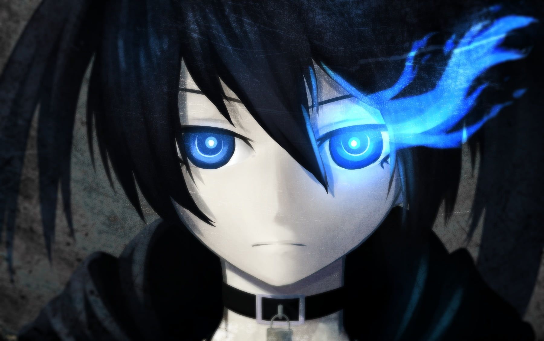 Black haired anime character with blue eyes, Black Rock Shooter