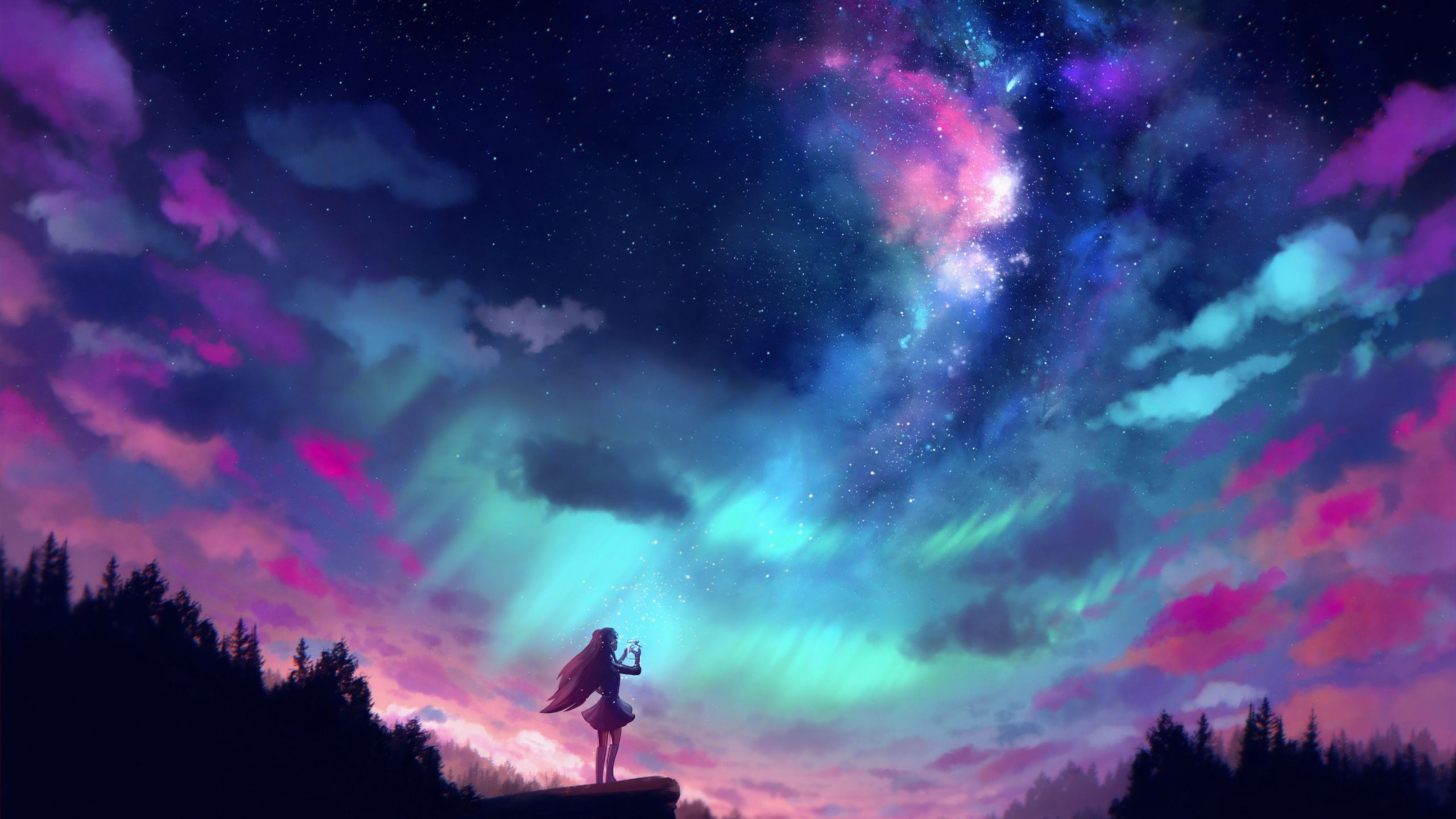 Catching The Stars 1440P Resolution Wallpaper, HD Anime