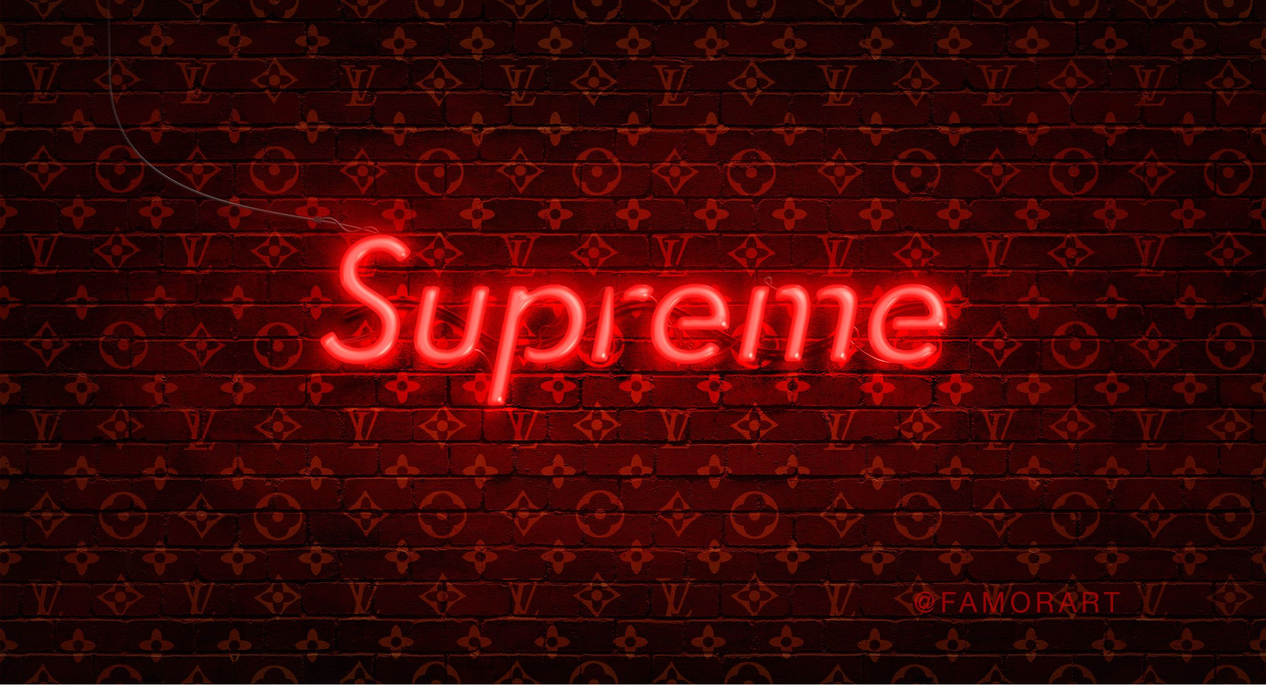Free download Supreme X Louis Vuitton Neon Light DIGITAL File Neon