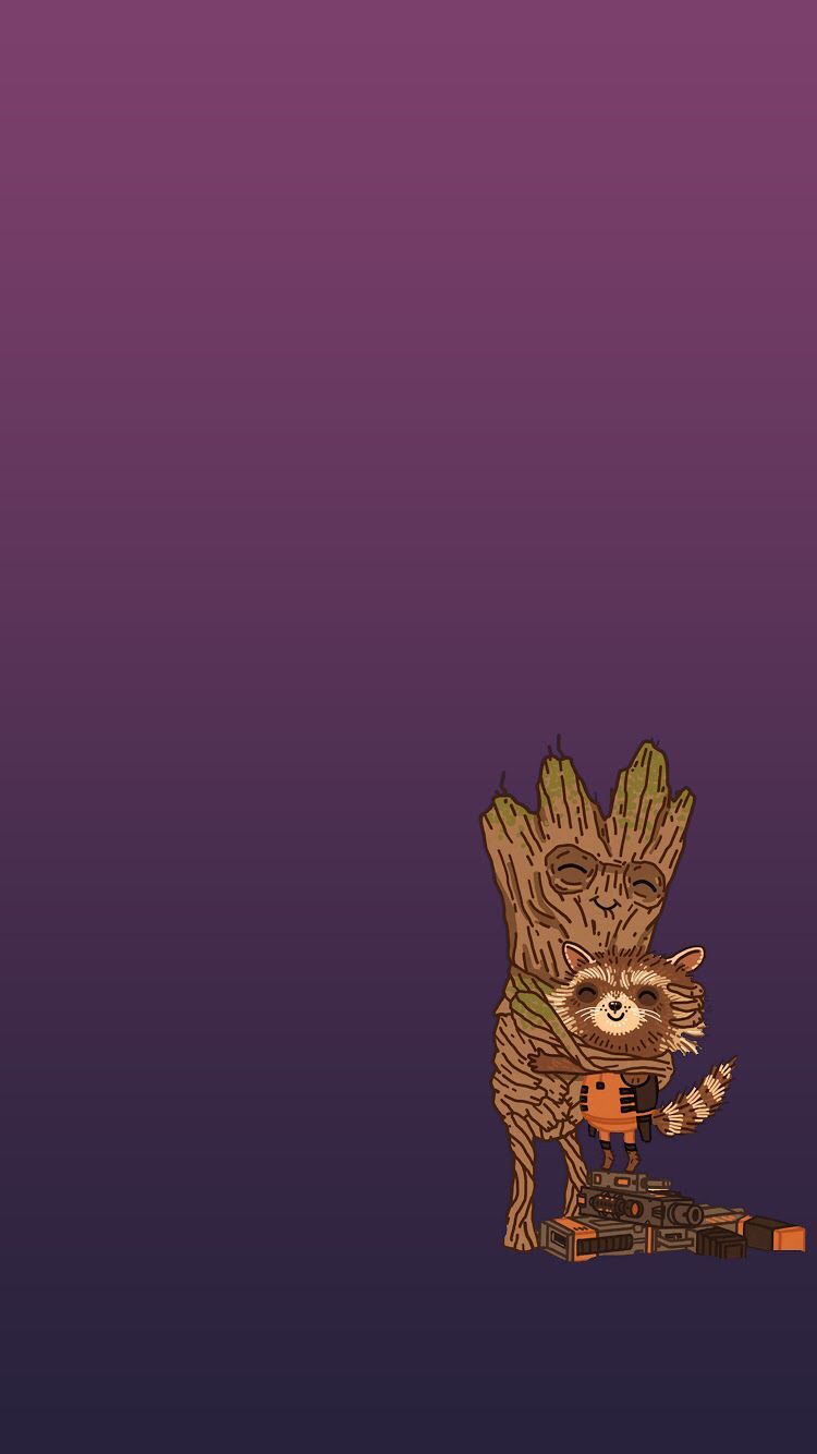 Awesome Groot + Rocket Mobile Wallpaper