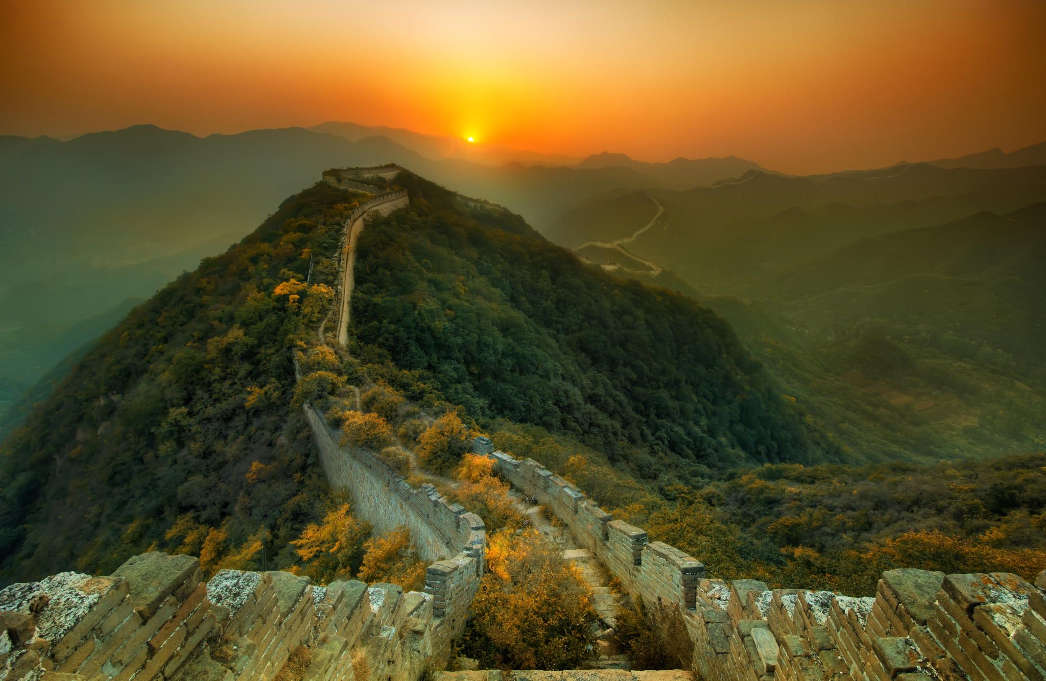 Great Wall Of China Sunset HDR Desktop Wallpaper