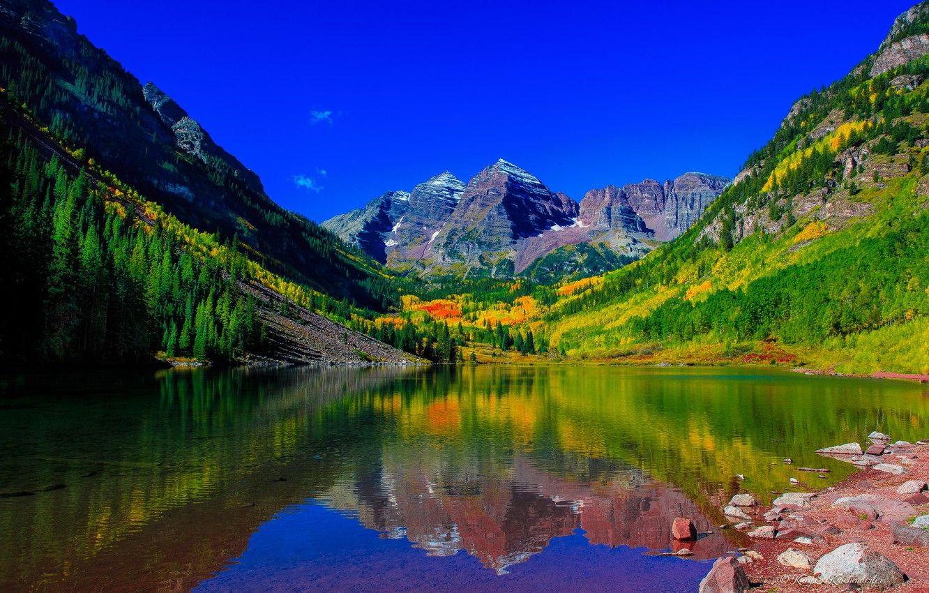 Wallpaper mountains, lake, reflection, tops, Colorado, Colorado