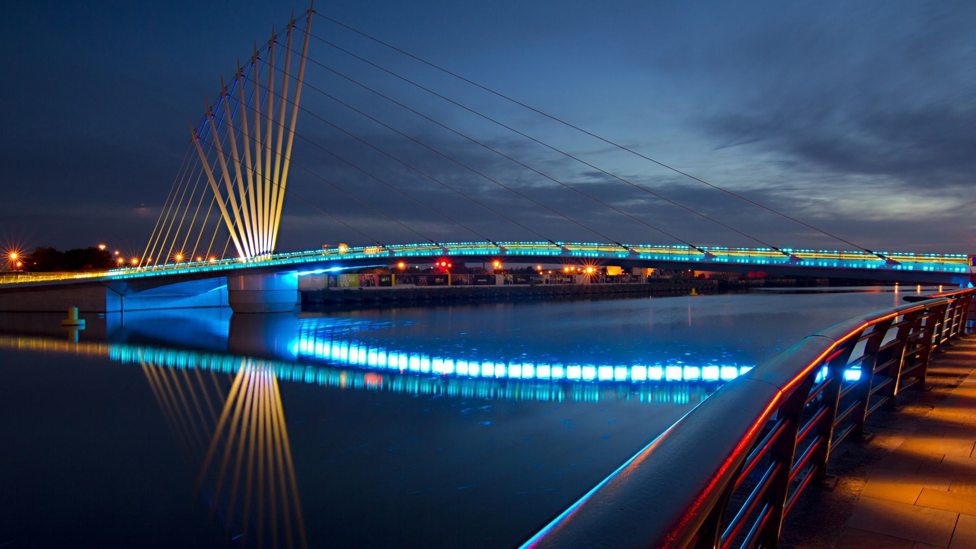 city lights and bridges. City Night Bridge Lights The Promenade