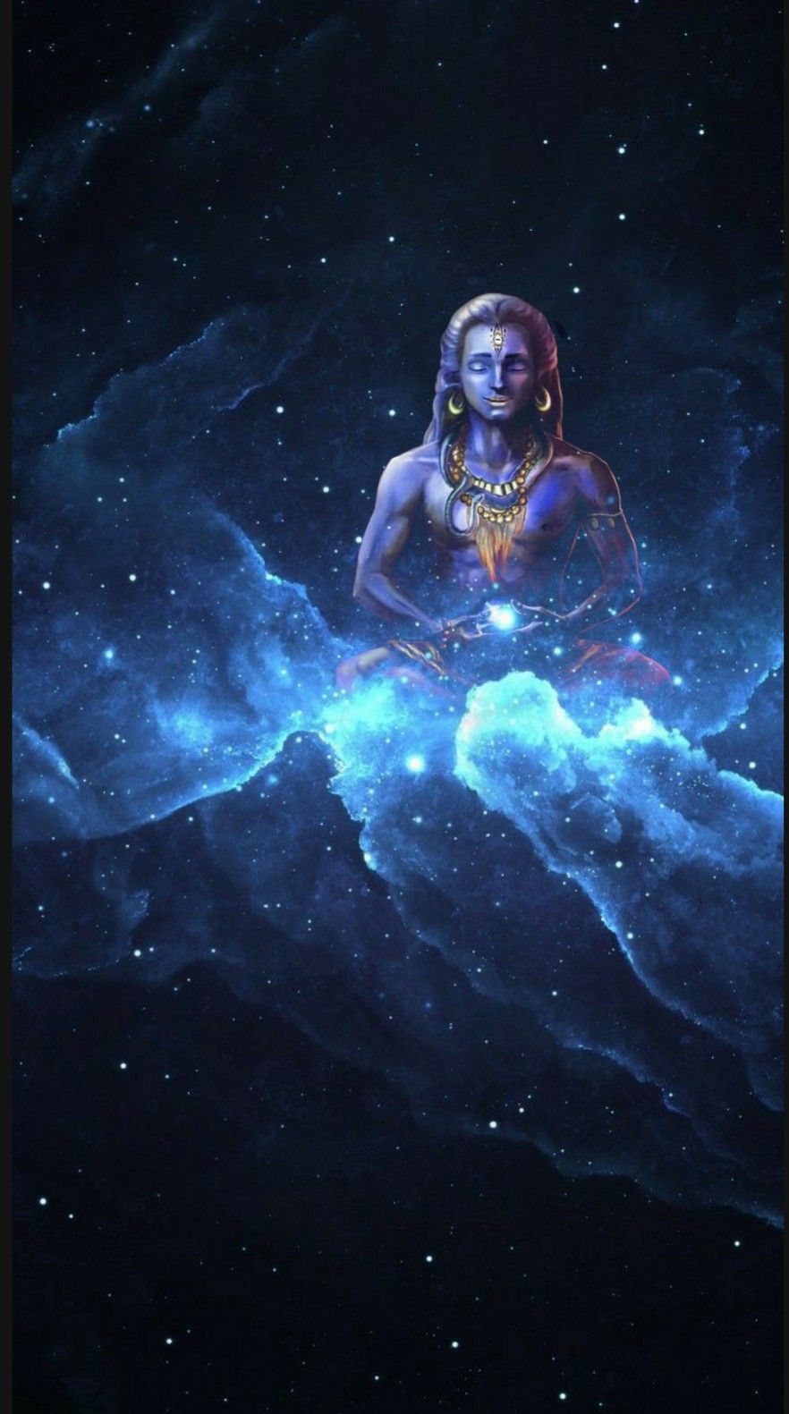 Lord Shiva as adiyogi in Brahmand Galaxy in creative art painting
