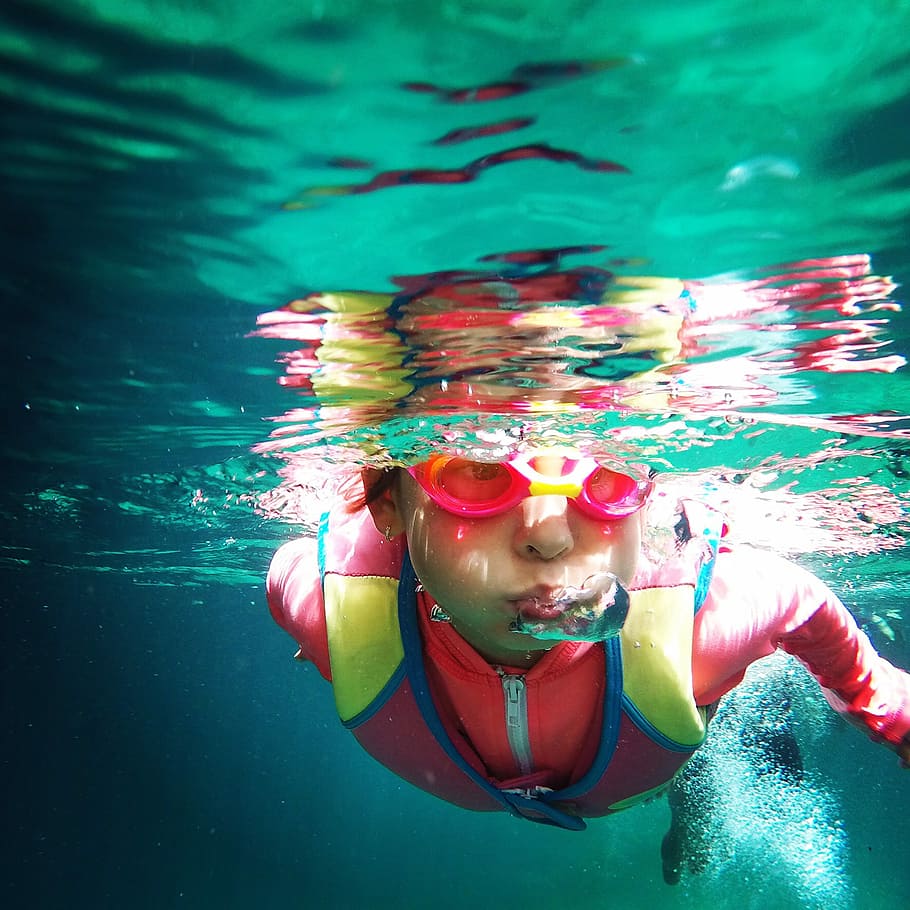 HD wallpaper: Bahía Tanka cenote, boy snorkeling underwater