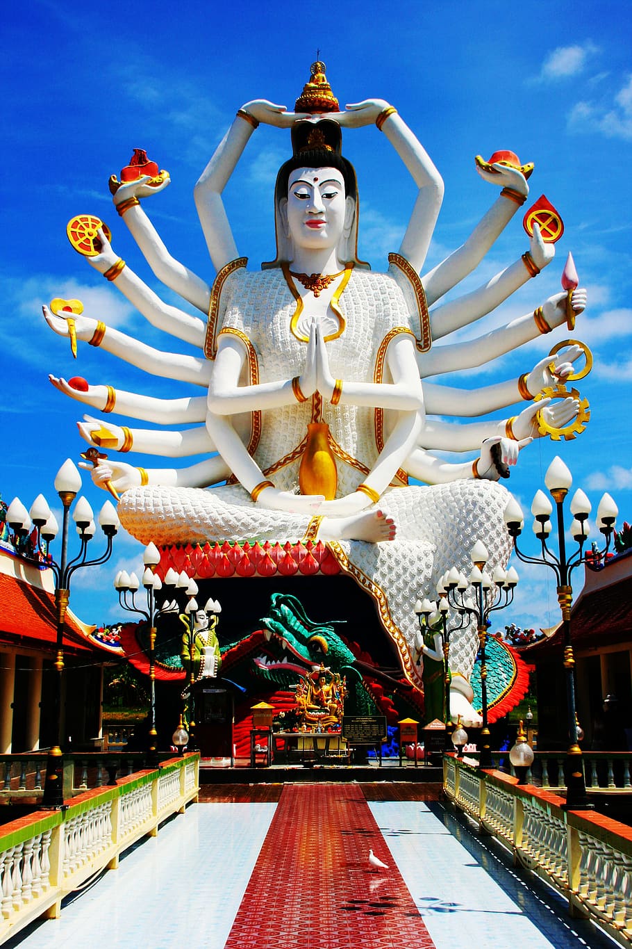 HD wallpaper: goddess, shiva, thailand, temple, blue, bird, asia